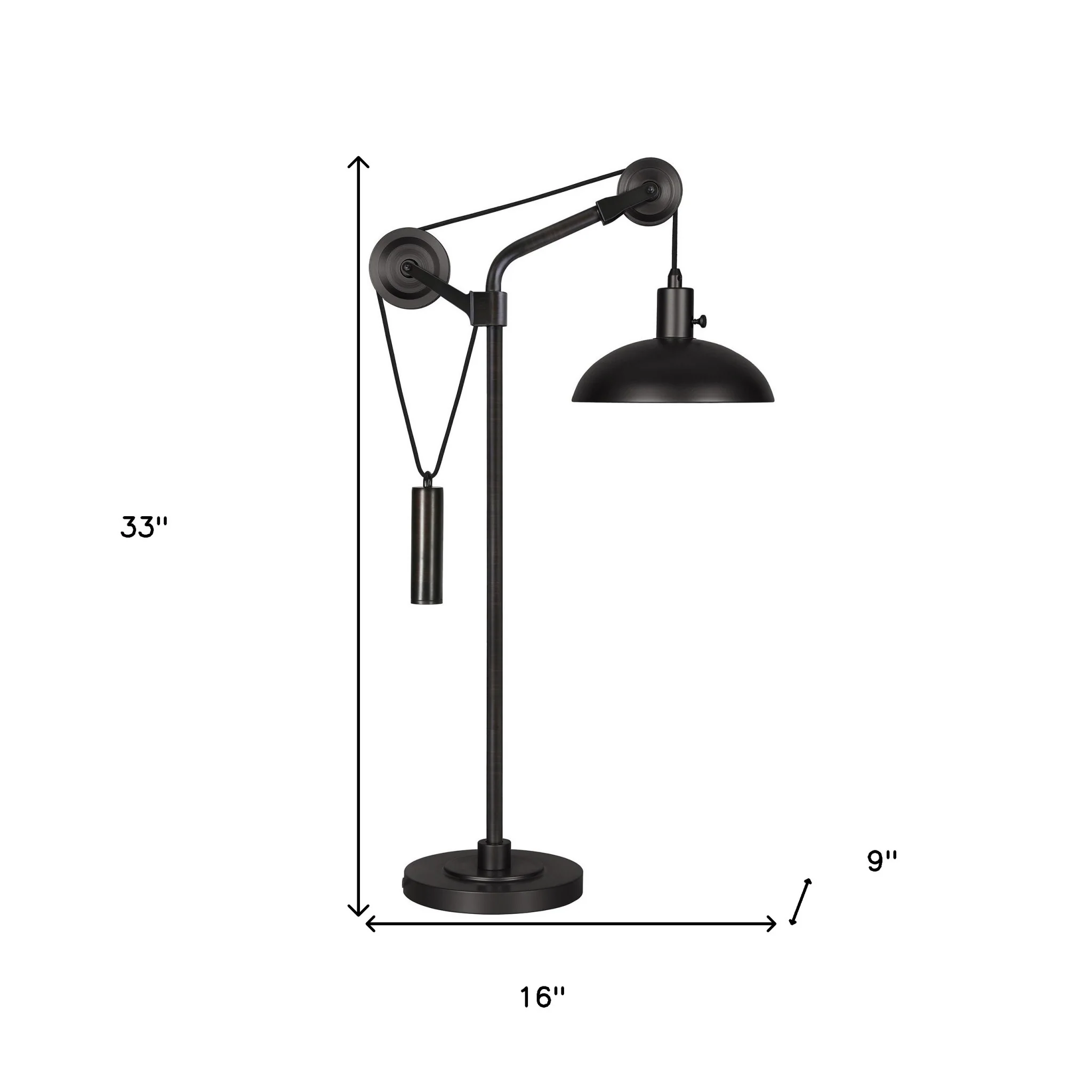 Black Metal Adjustable Desk Table Lamp With Black Dome Shade By Homeroots - Image 6
