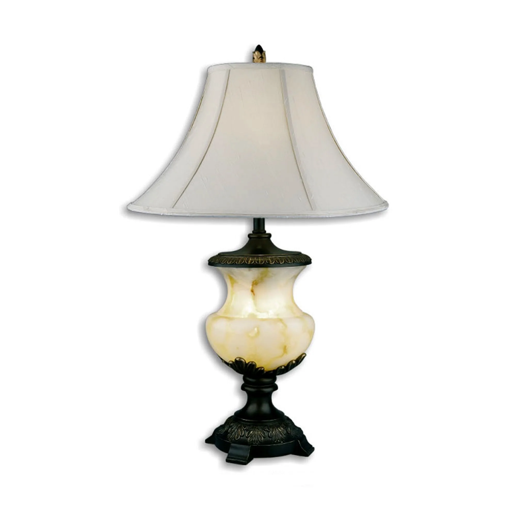 Black Metal and Alabaster Table Lamp By Homeroots - Image 2