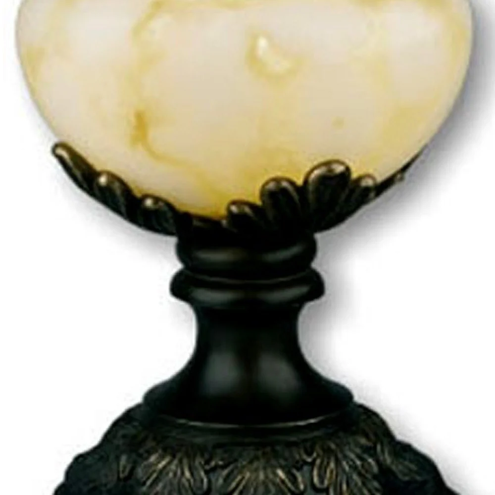 Black Metal and Alabaster Table Lamp By Homeroots - Image 3