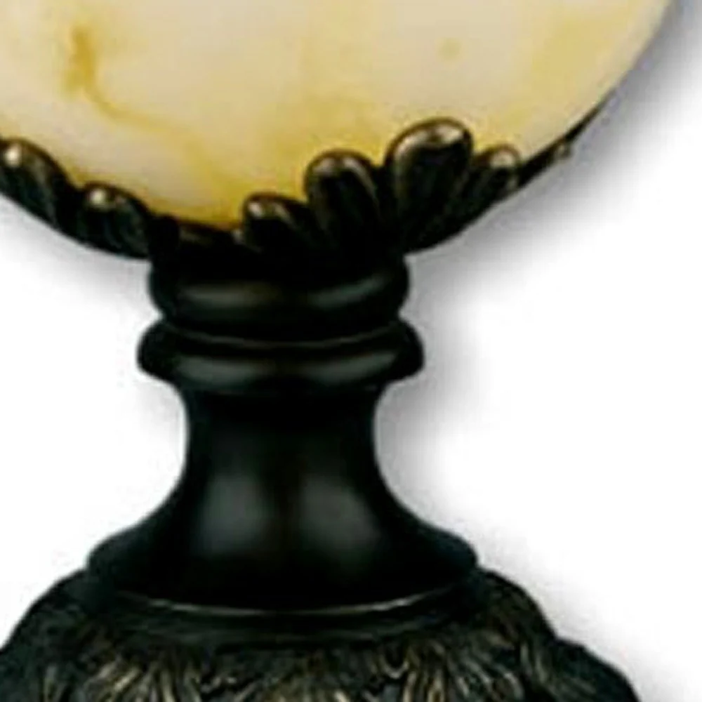 Black Metal and Alabaster Table Lamp By Homeroots - Image 4