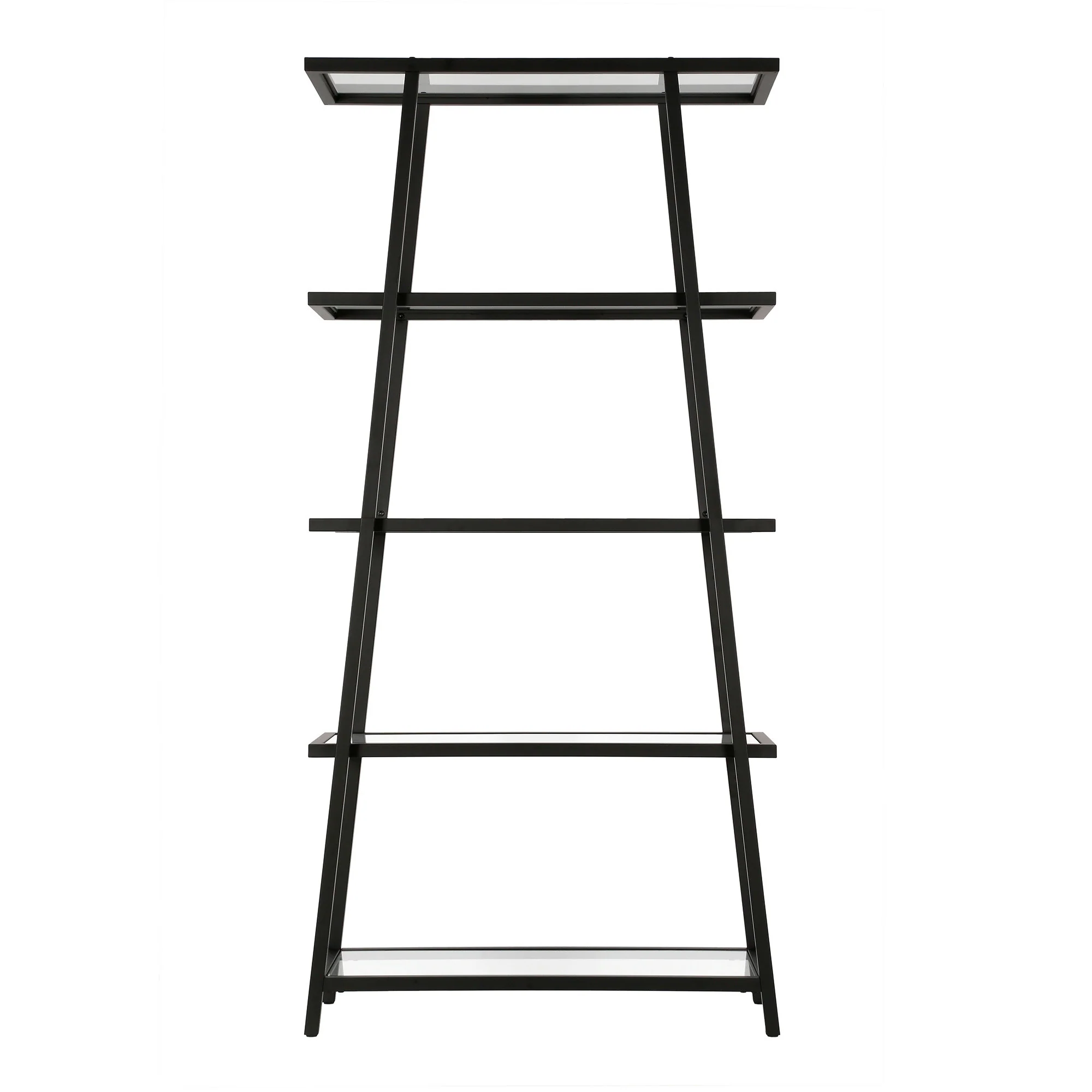 Black Metal and Glass Five Tier Etagere Bookcase By Homeroots - Image 2