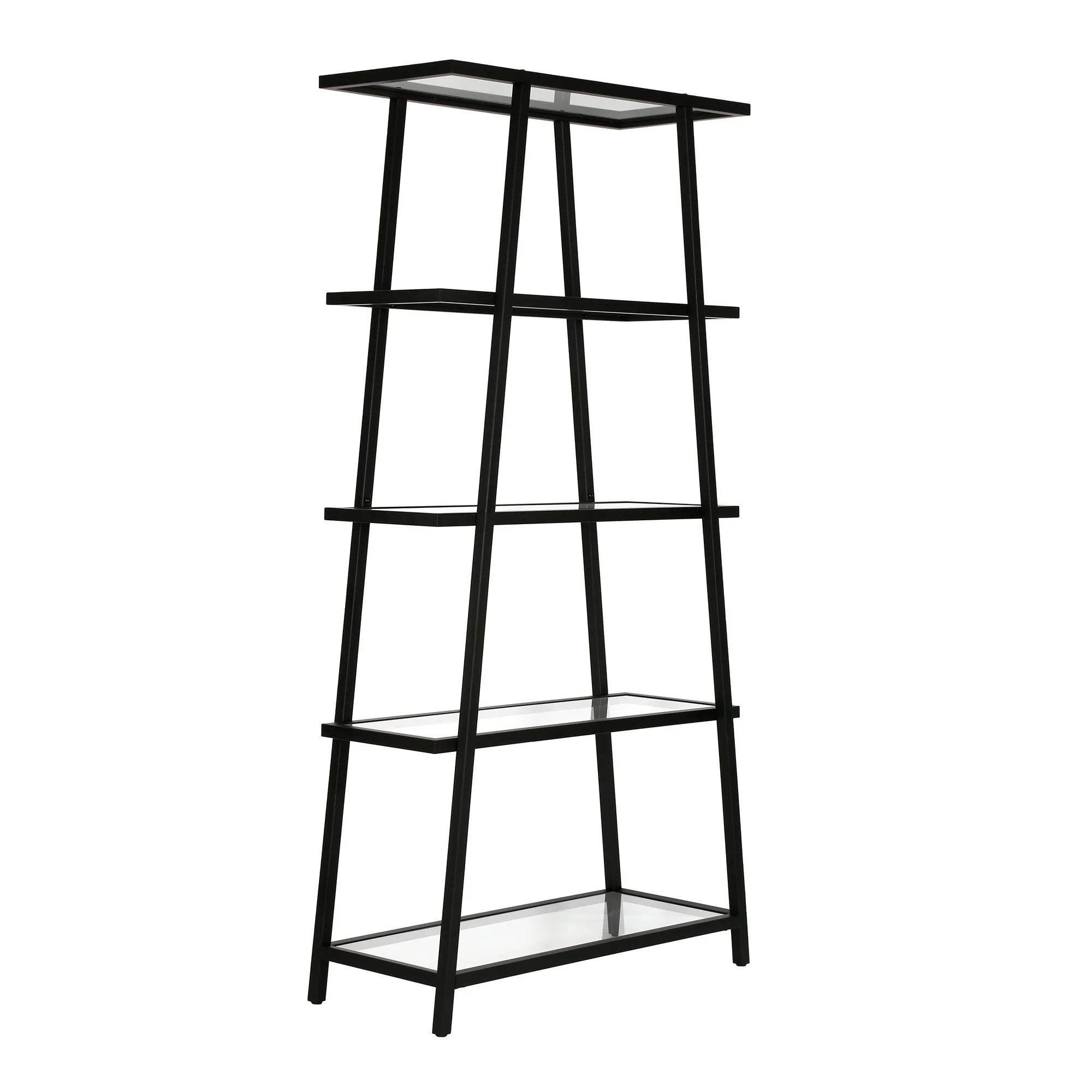 Black Metal and Glass Five Tier Etagere Bookcase By Homeroots - Image 5