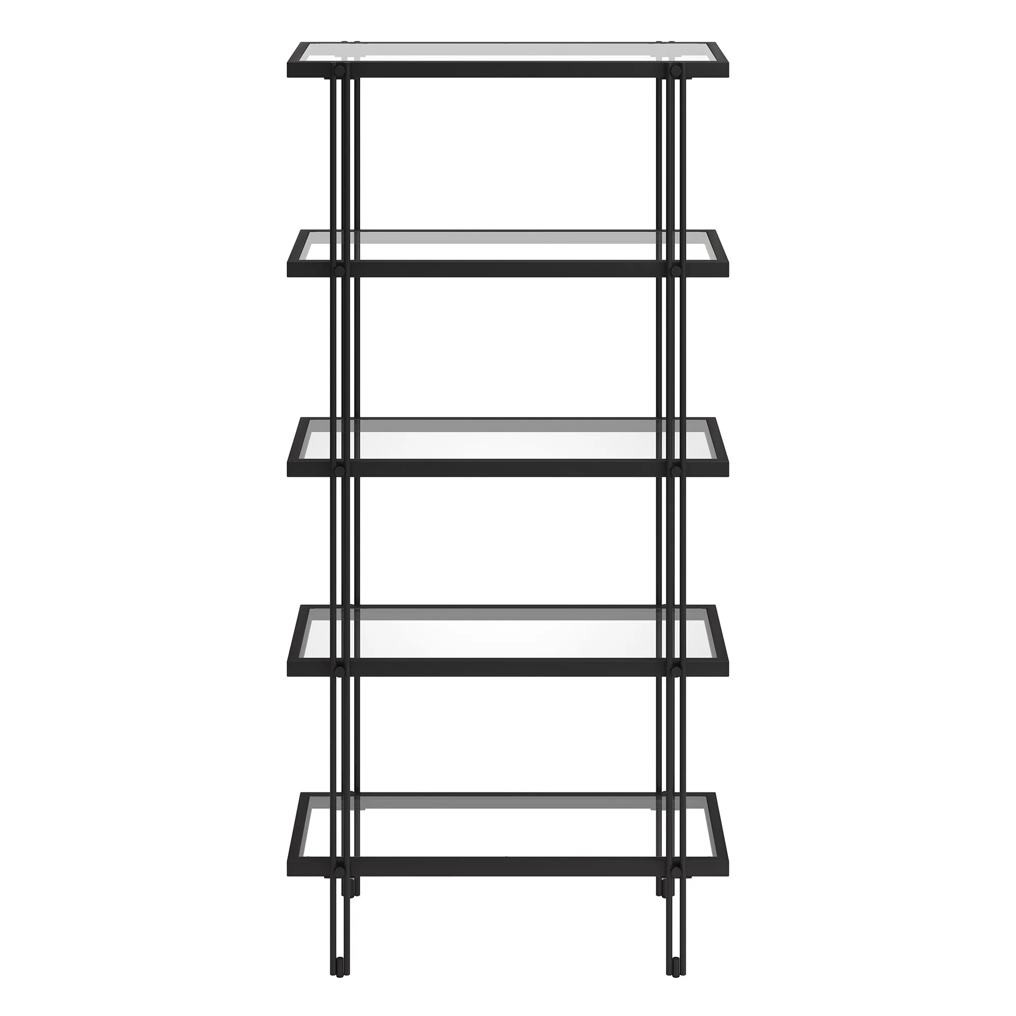 Black Metal And Glass Five Tier Standard Bookcase By Homeroots - Image 2