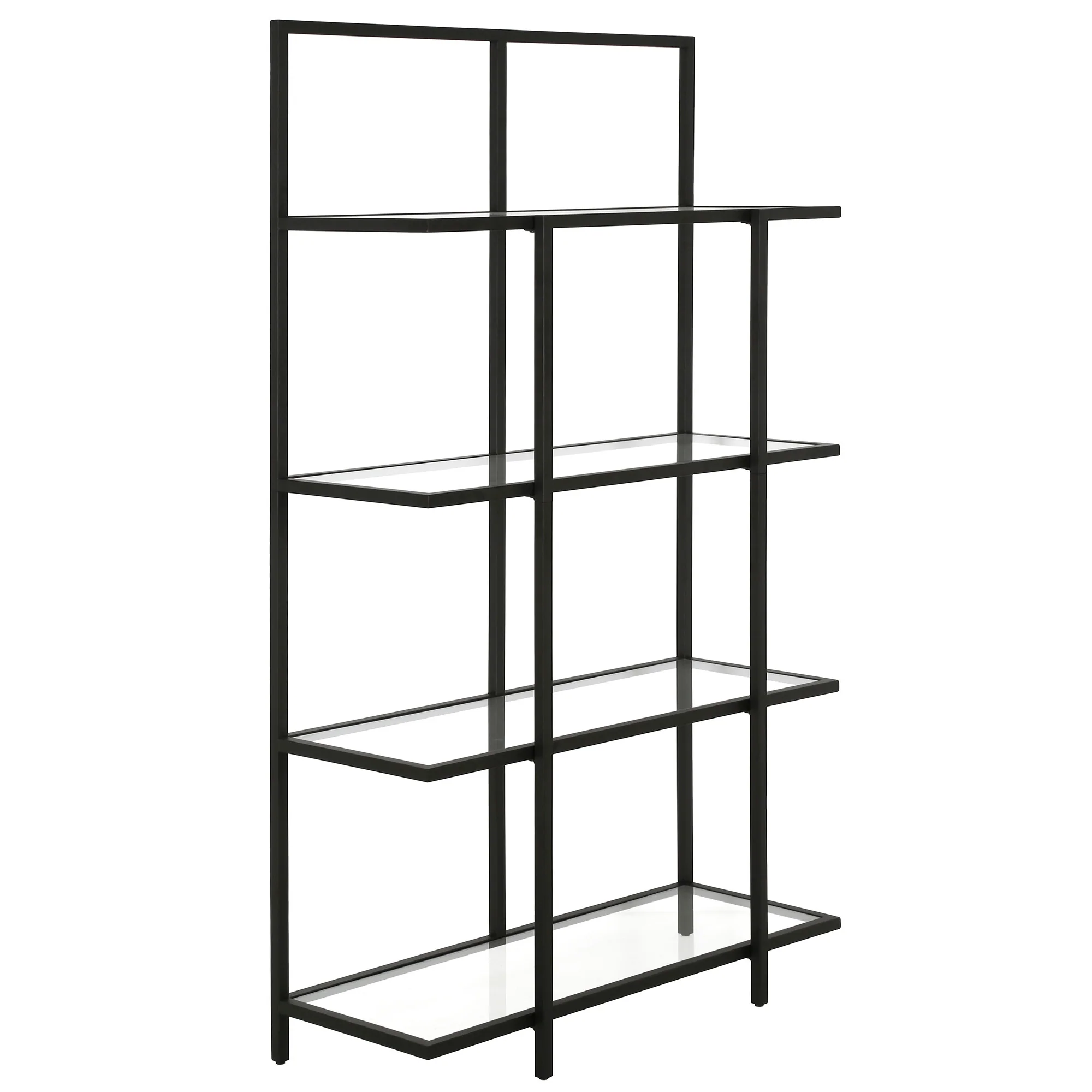 Black Metal And Glass Four Tier Etagere Bookcase By Homeroots - Image 3