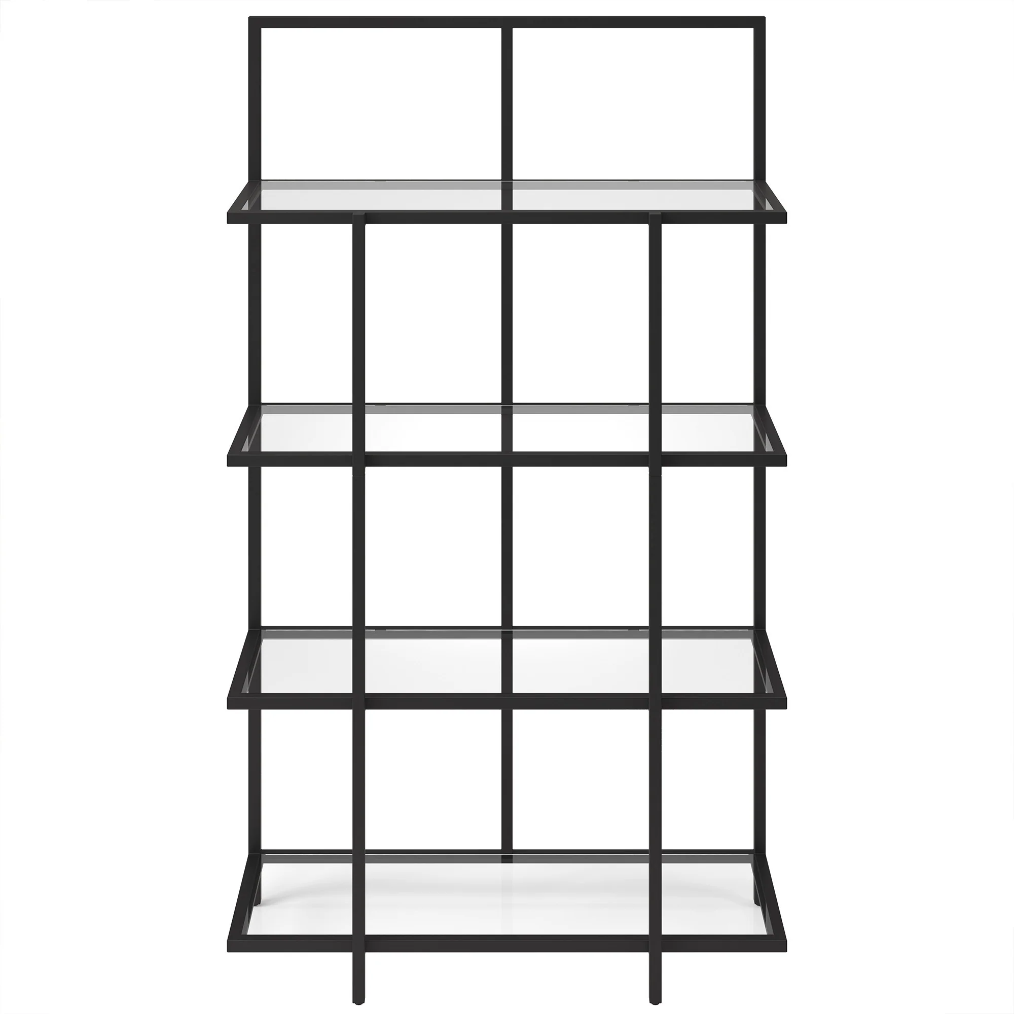 Black Metal And Glass Four Tier Etagere Bookcase By Homeroots - Image 5