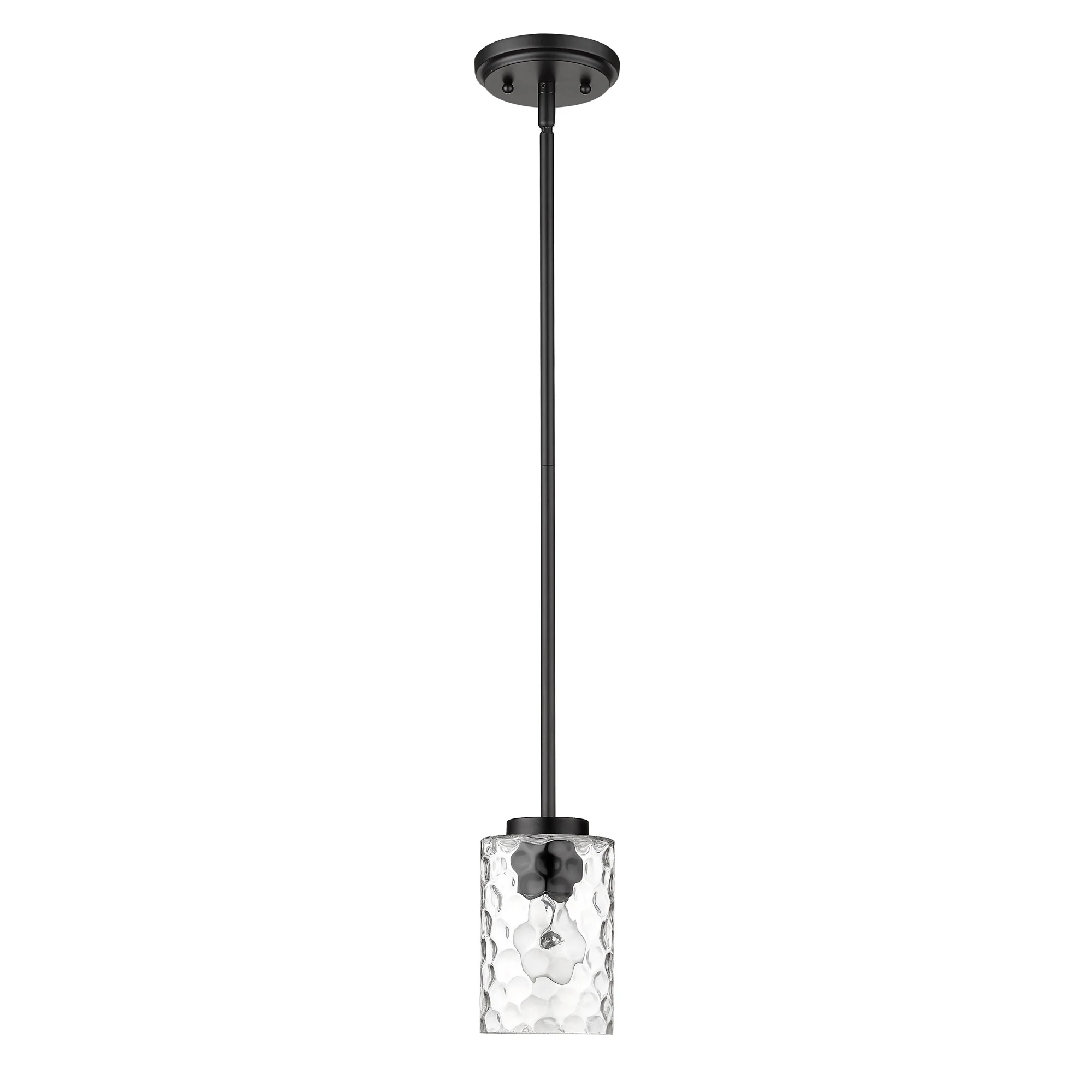 Black Metal and Glass Mini Pendant Hanging Light By Homeroots - Image 2