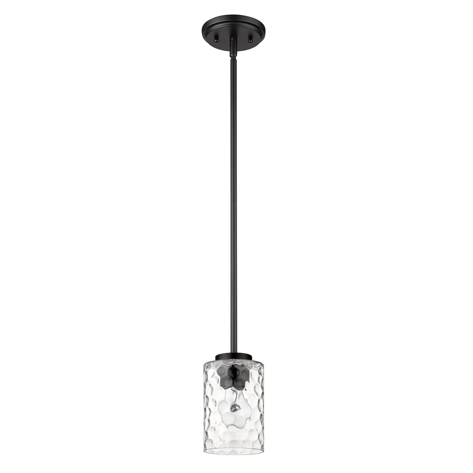 Black Metal and Glass Mini Pendant Hanging Light By Homeroots - Image 3
