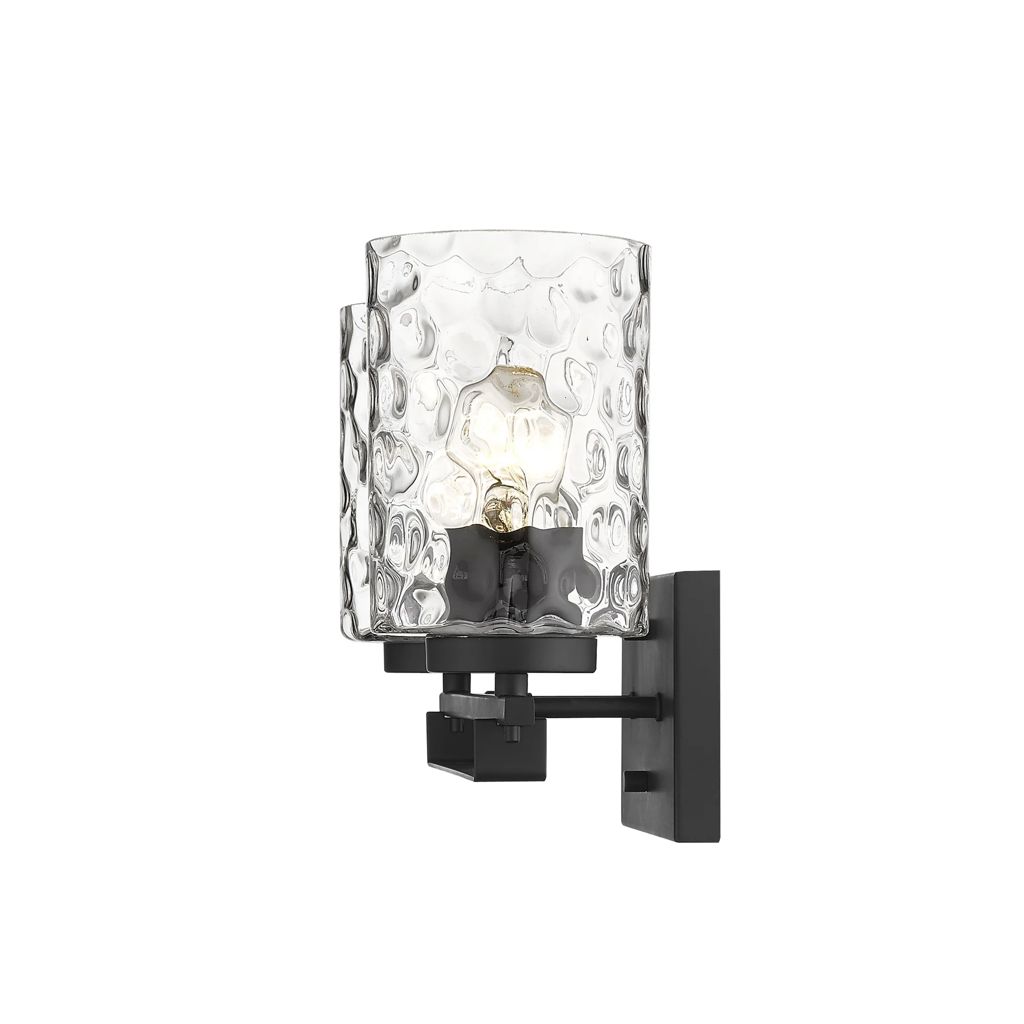 Black Metal and Pebbled Glass Two Light Wall Sconce By Homeroots - Image 5