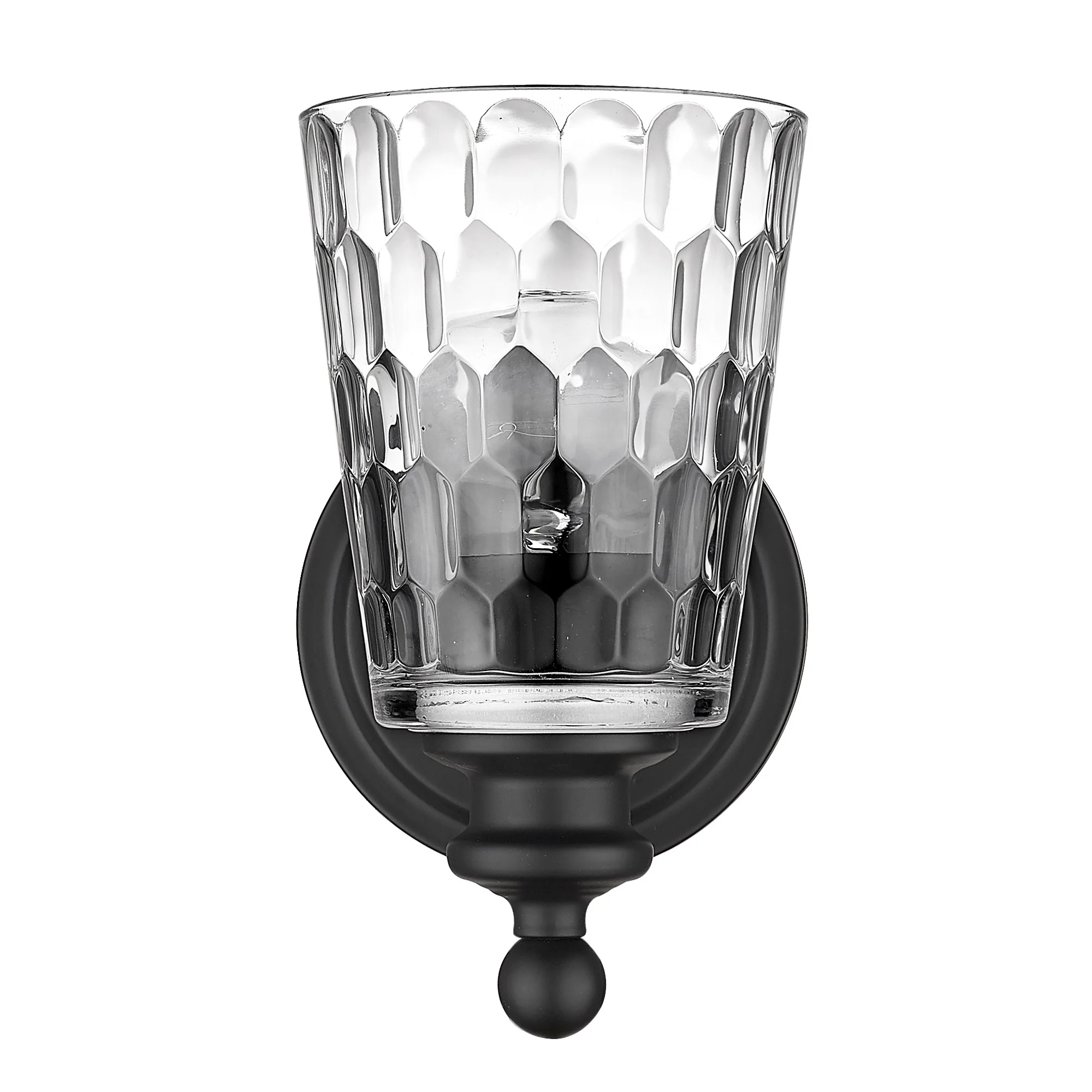 Black Metal and Pebbled Glass Wall Light By Homeroots - Image 3