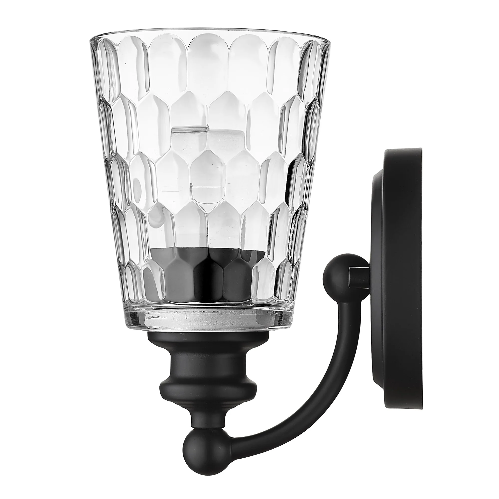 Black Metal and Pebbled Glass Wall Light By Homeroots - Image 5