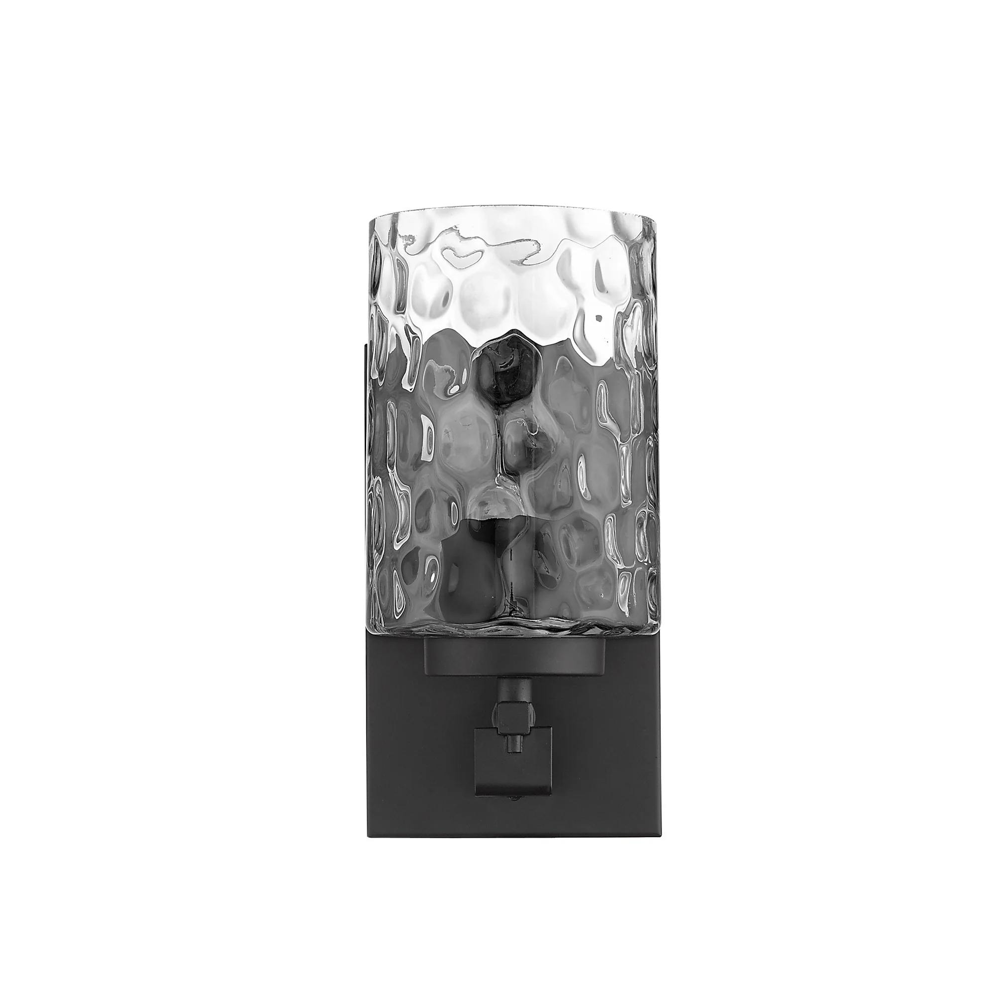 Black Metal and Pebbled Glass Wall Sconce By Homeroots - Image 3