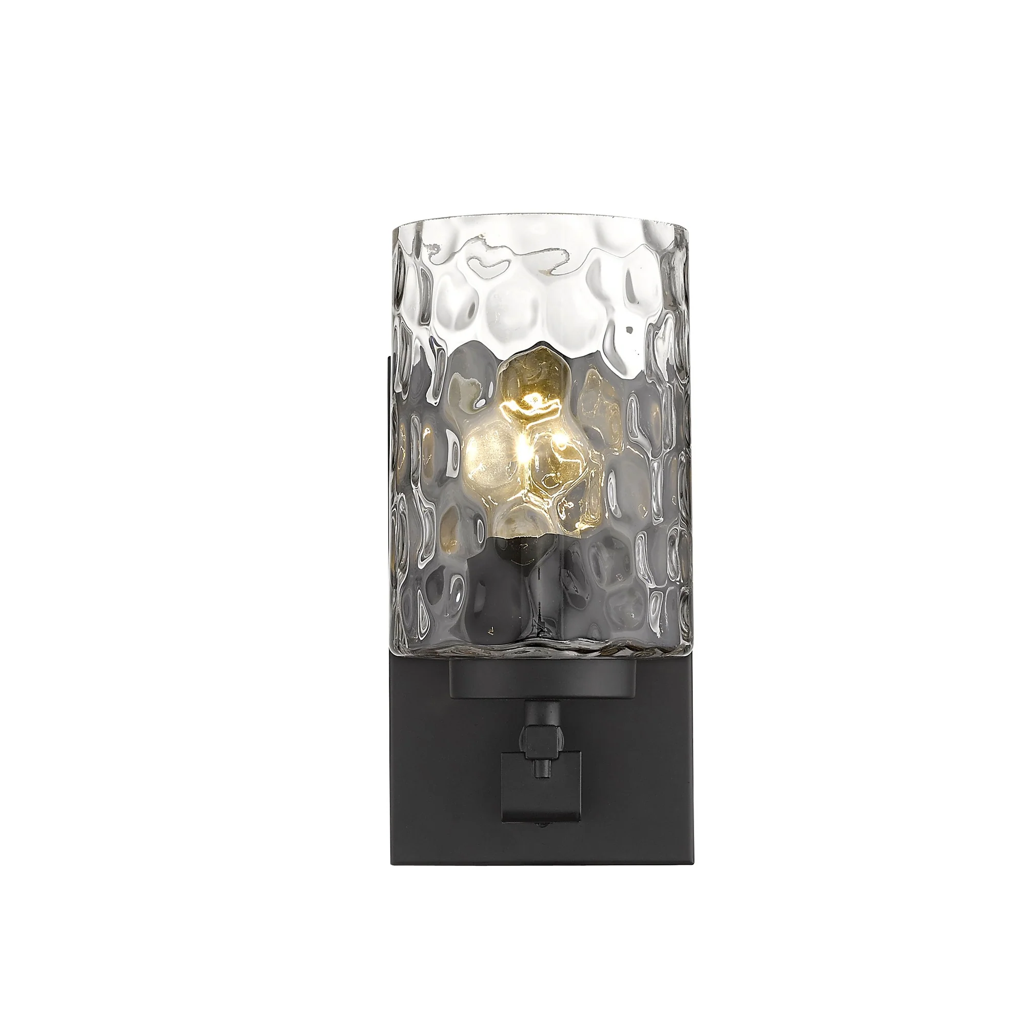 Black Metal and Pebbled Glass Wall Sconce By Homeroots - Image 4