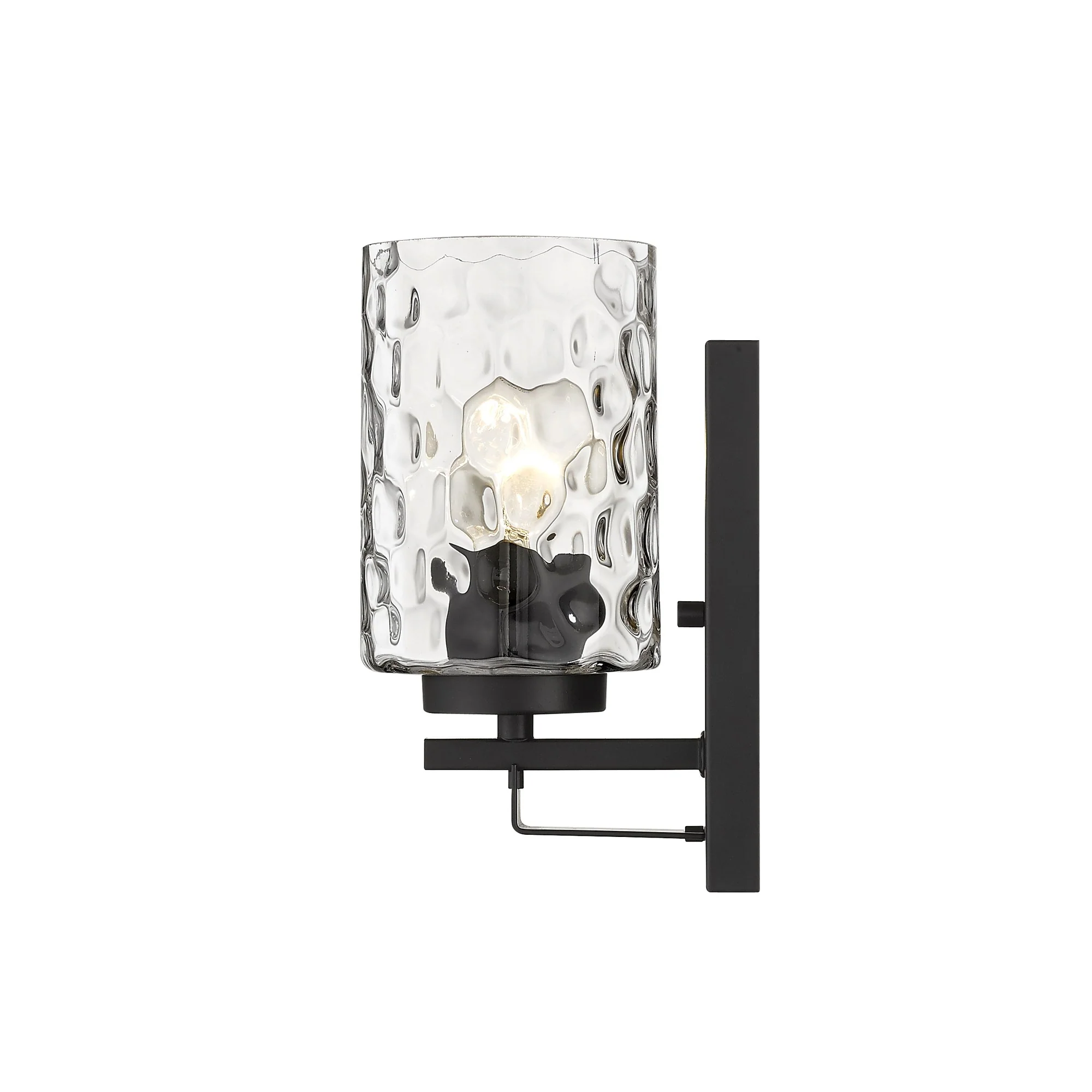 Black Metal and Pebbled Glass Wall Sconce By Homeroots - Image 5
