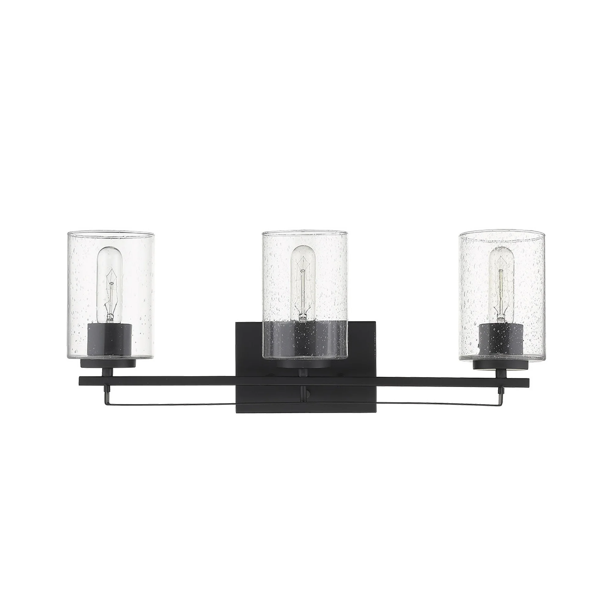 Black Metal and Textured Glass Three Light Wall Sconce By Homeroots - Image 3