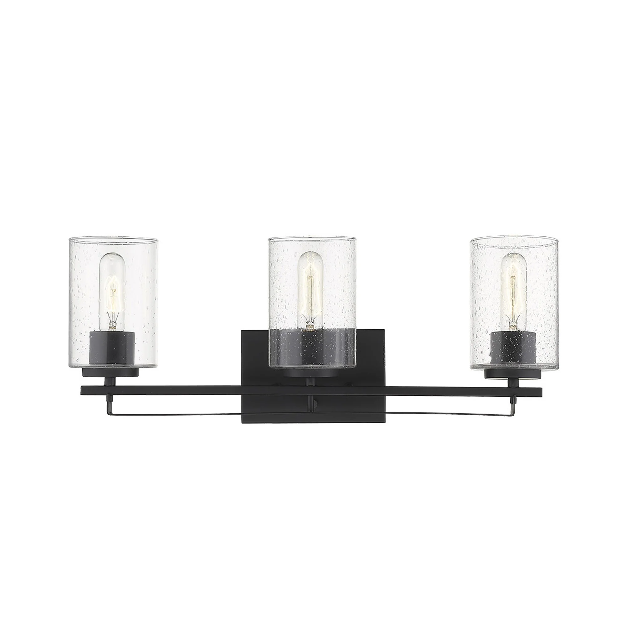 Black Metal and Textured Glass Three Light Wall Sconce By Homeroots - Image 4