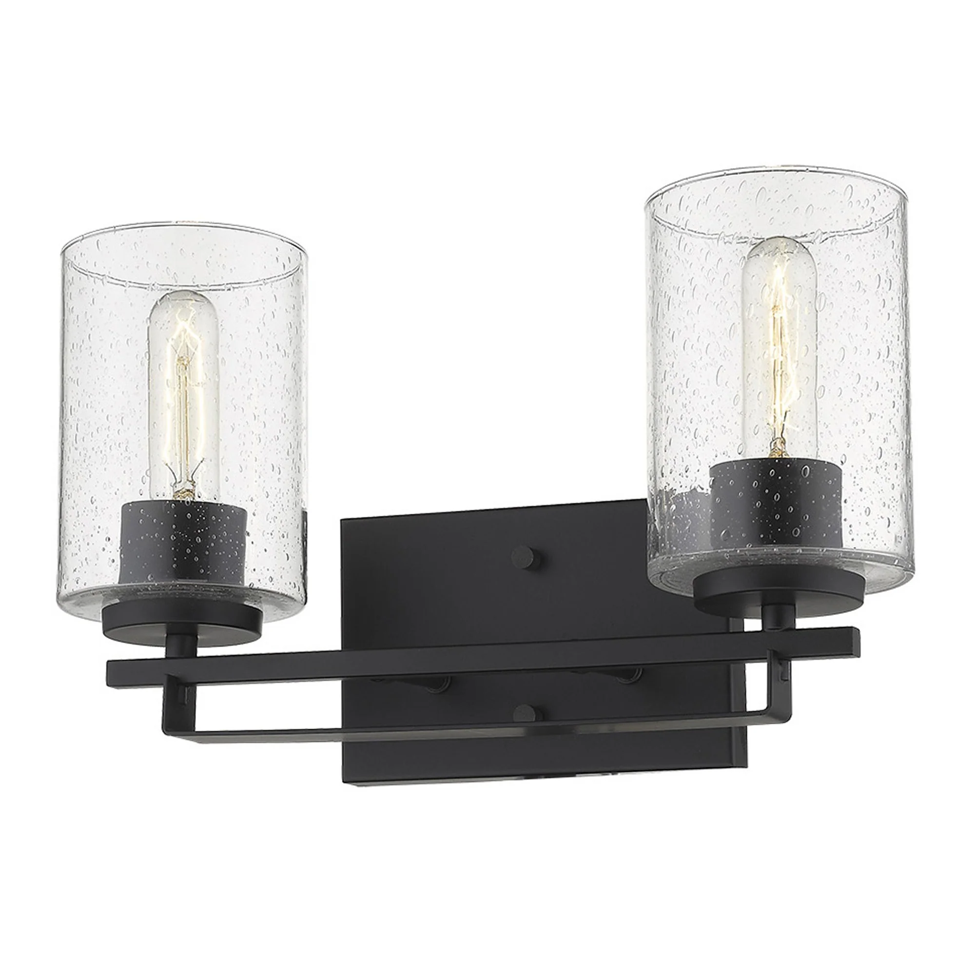 Black Metal and Textured Glass Two Light Wall Sconce By Homeroots - Image 3