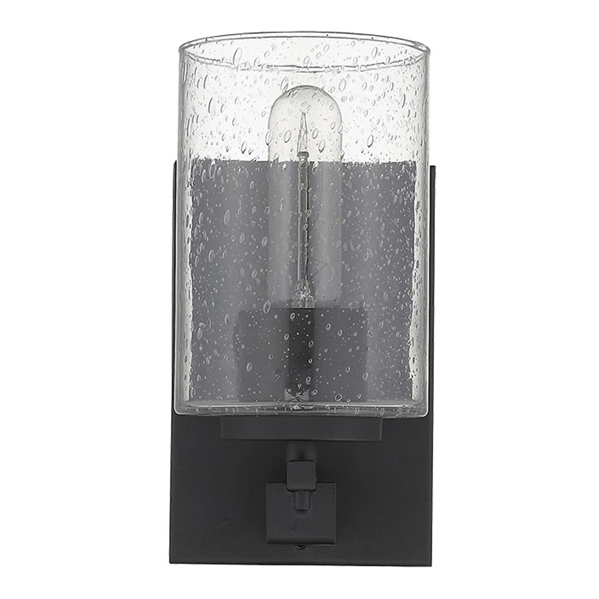 Black Metal and Textured Glass Wall Sconce By Homeroots - Image 3