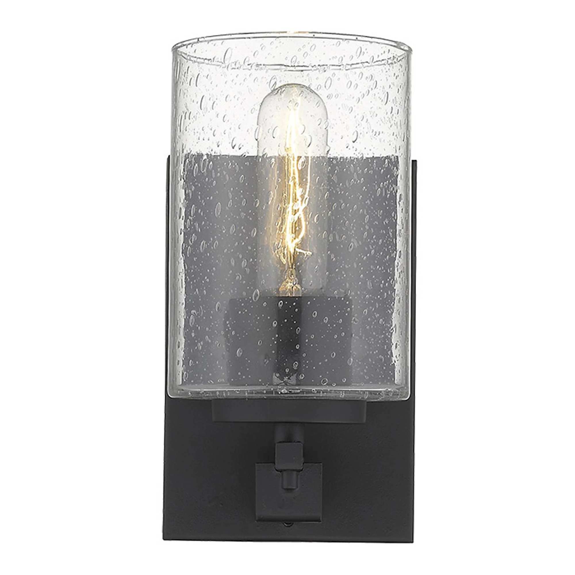 Black Metal and Textured Glass Wall Sconce By Homeroots - Image 4