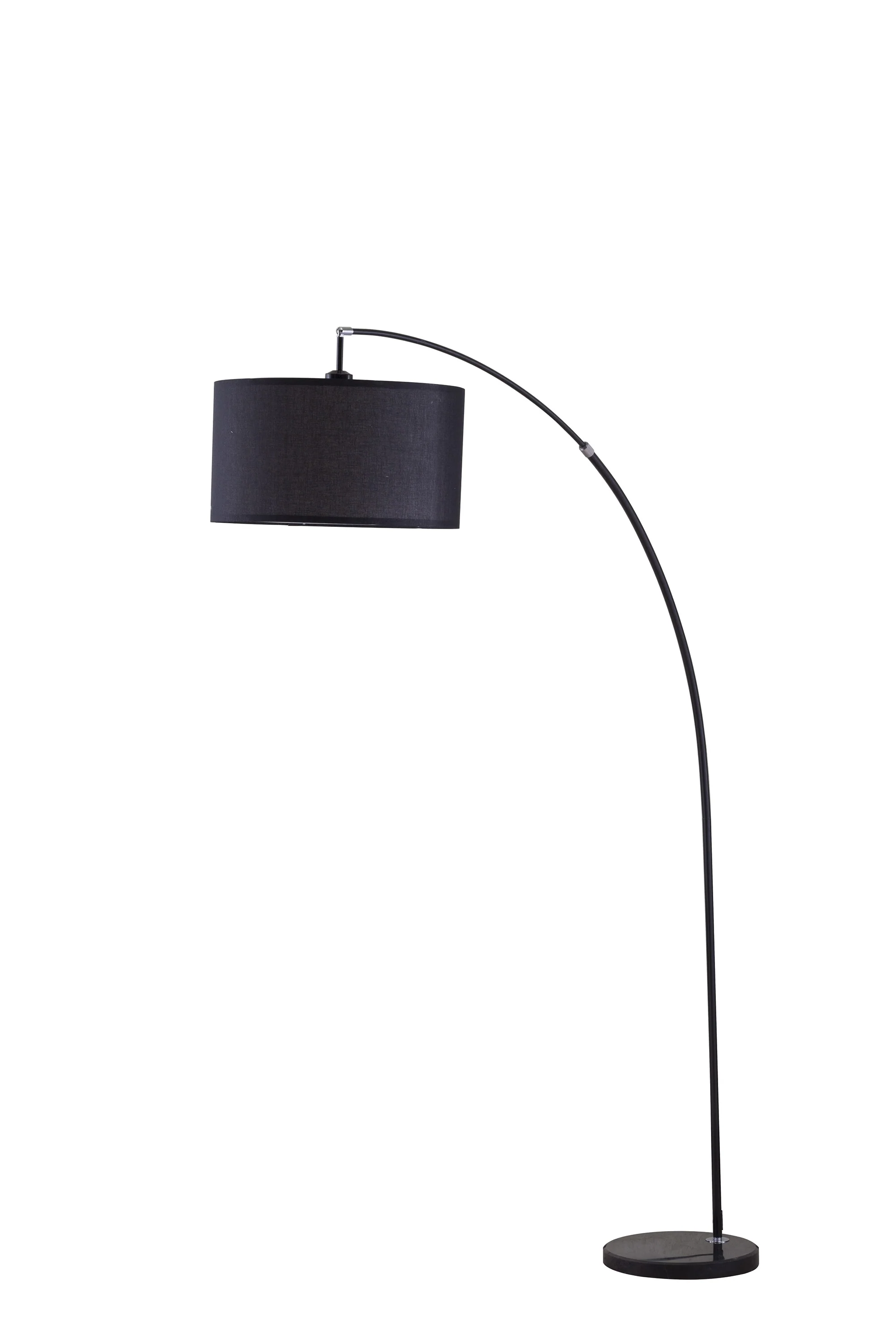 Black Metal Arc Floor Lamp With Black Fabric Drum Shade By Homeroots - Image 2