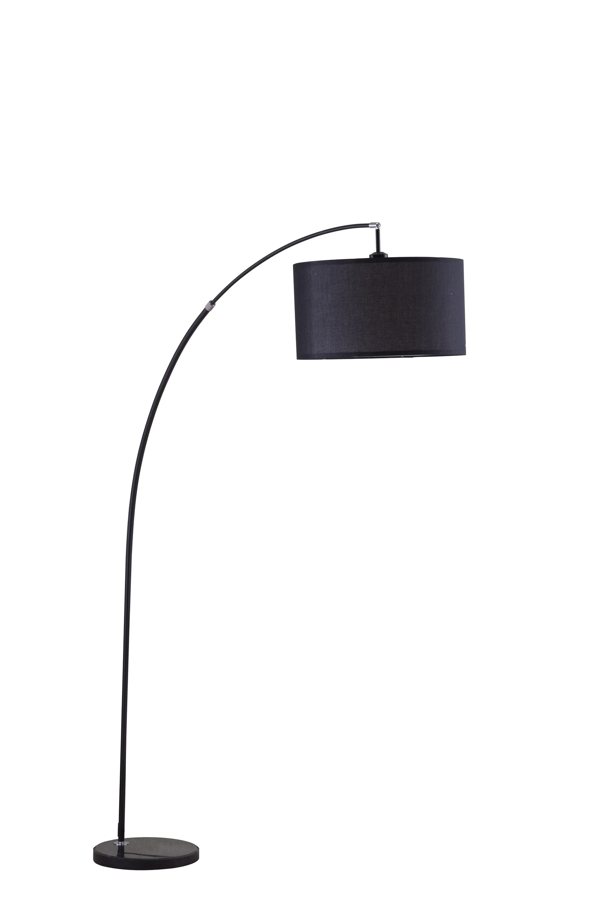 Black Metal Arc Floor Lamp With Black Fabric Drum Shade By Homeroots - Image 3