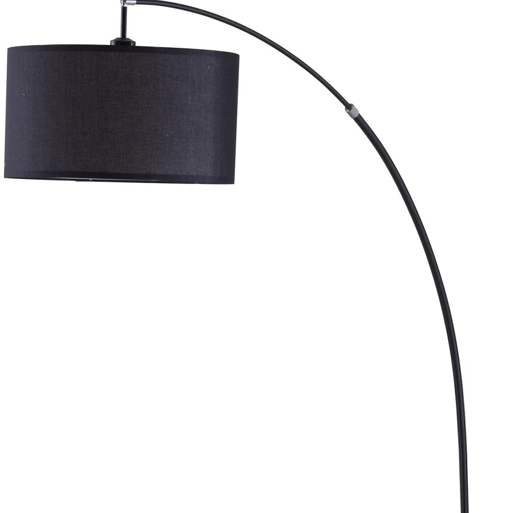 Black Metal Arc Floor Lamp With Black Fabric Drum Shade By Homeroots - Image 4