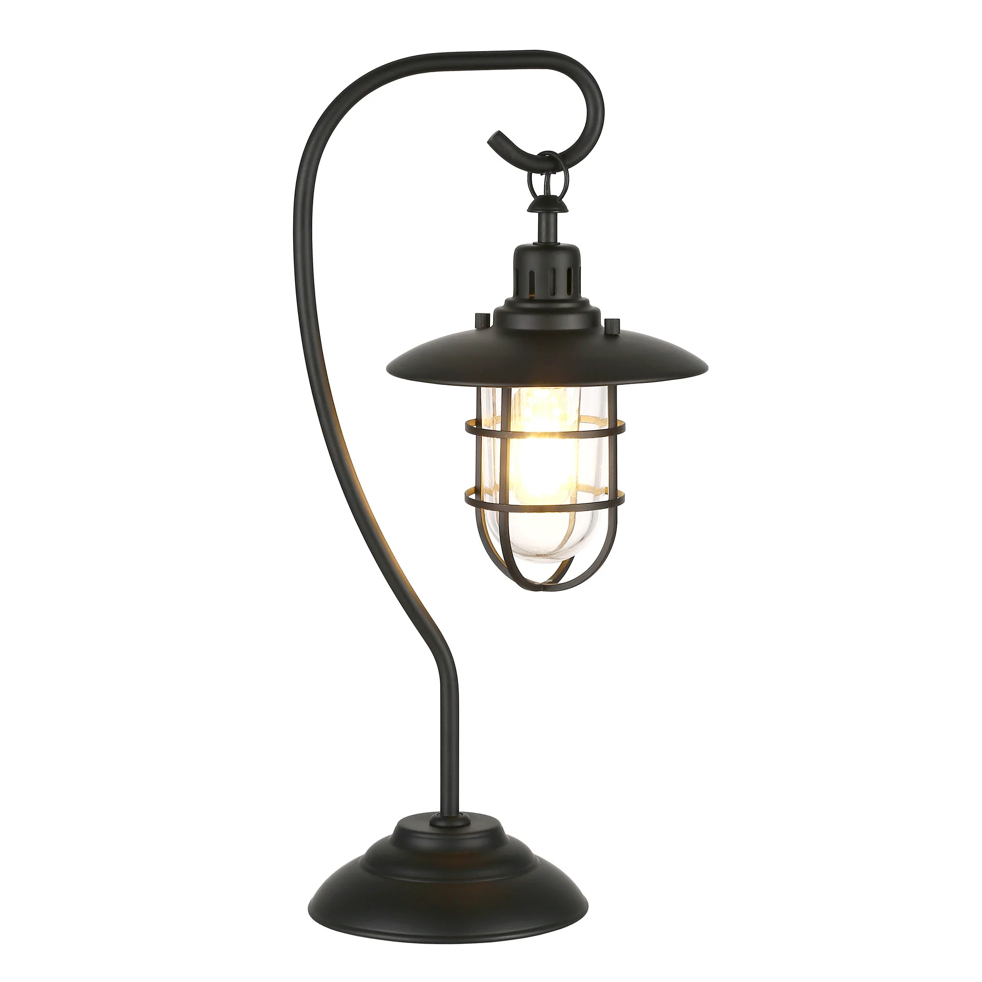 Black Metal Arched Table Lamp With Black Cage Shade By Homeroots - Image 4