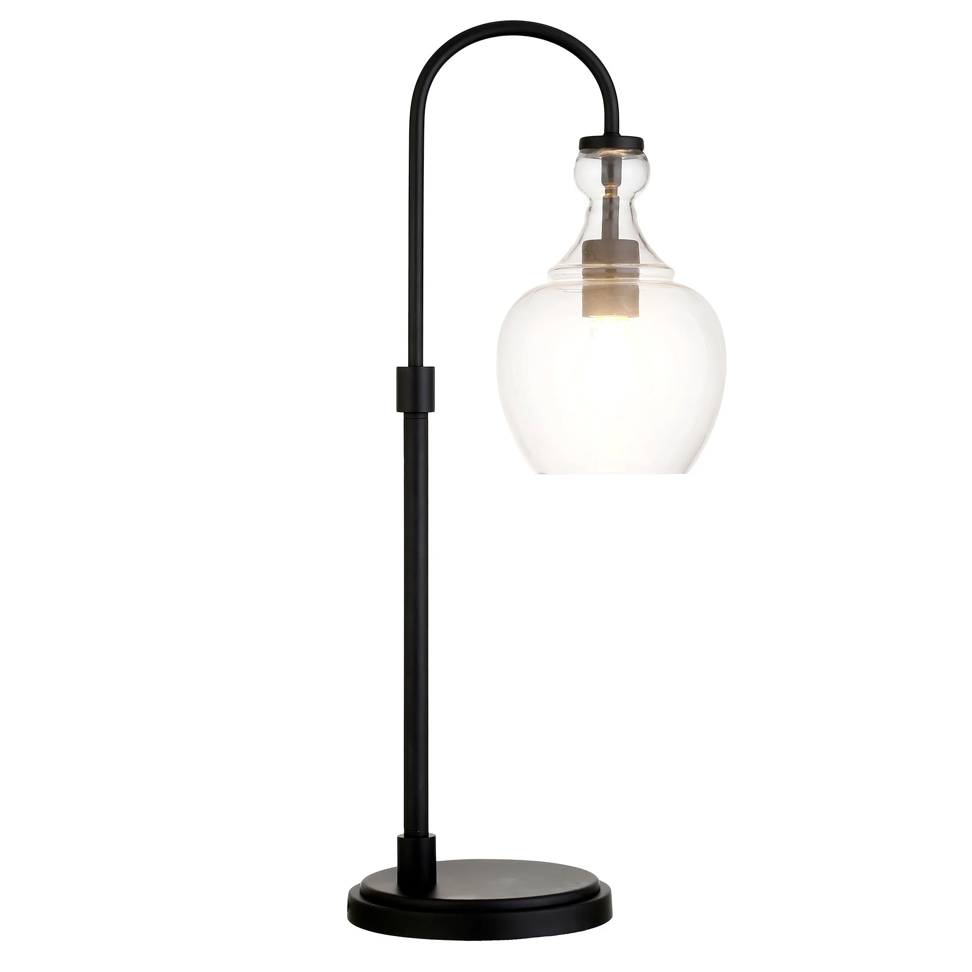 Black Metal Arched Table Lamp With Clear Dome Shade By Homeroots - Image 6