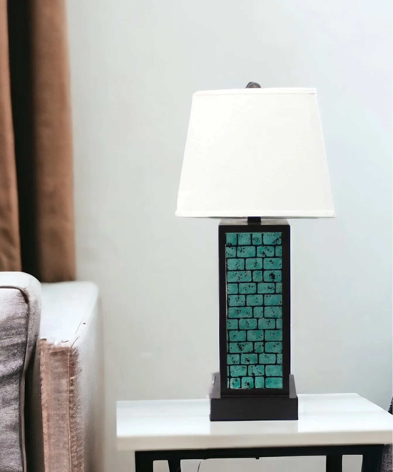 Black Metal Bedside Lamp With White Empire Shade By Homeroots - Image 2