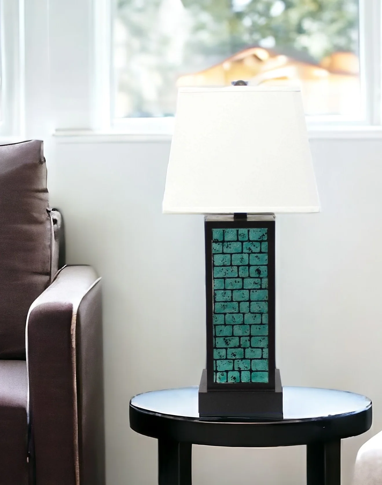 Black Metal Bedside Lamp With White Empire Shade By Homeroots - Image 6