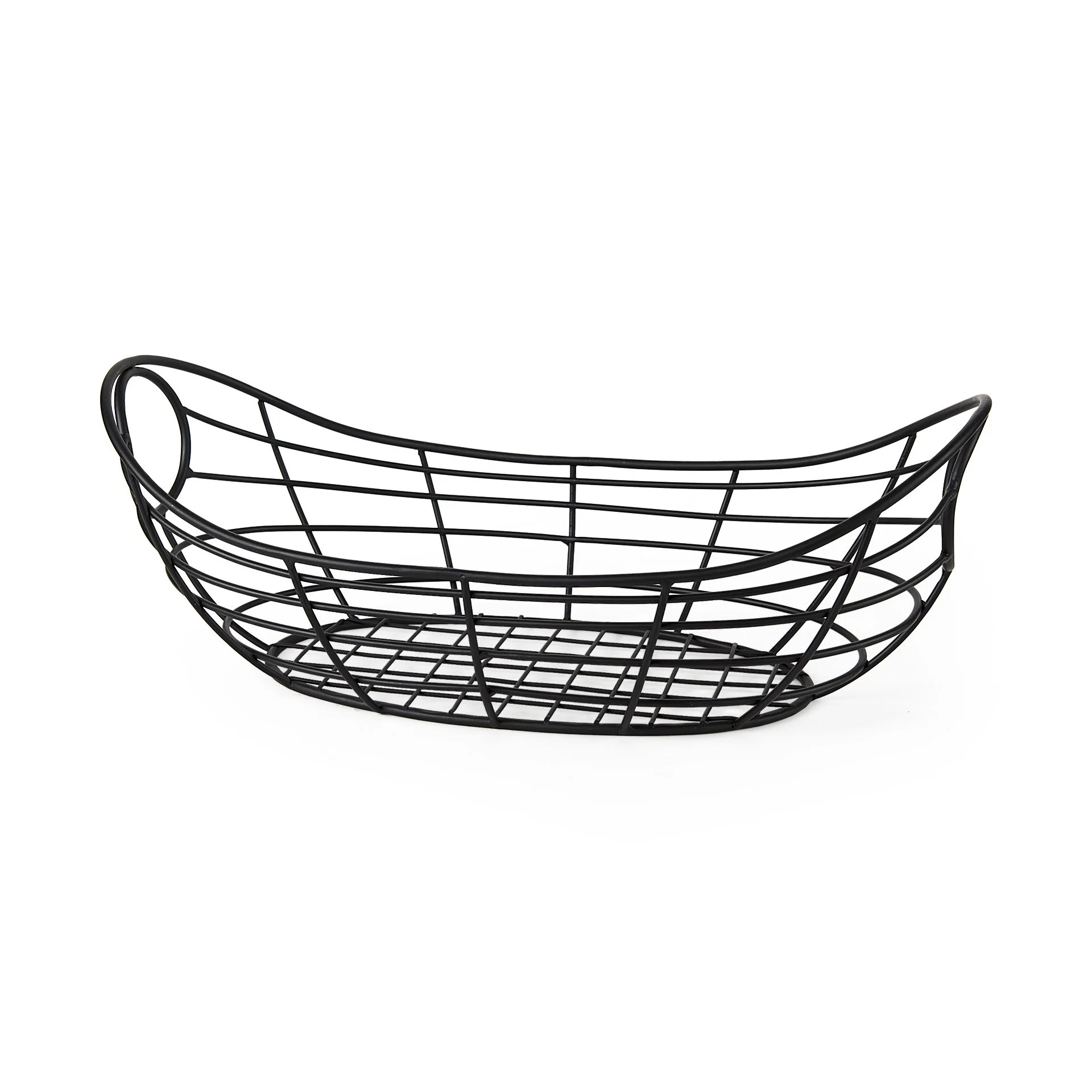 Black Metal Boat Shaped Basket By Homeroots - Image 2