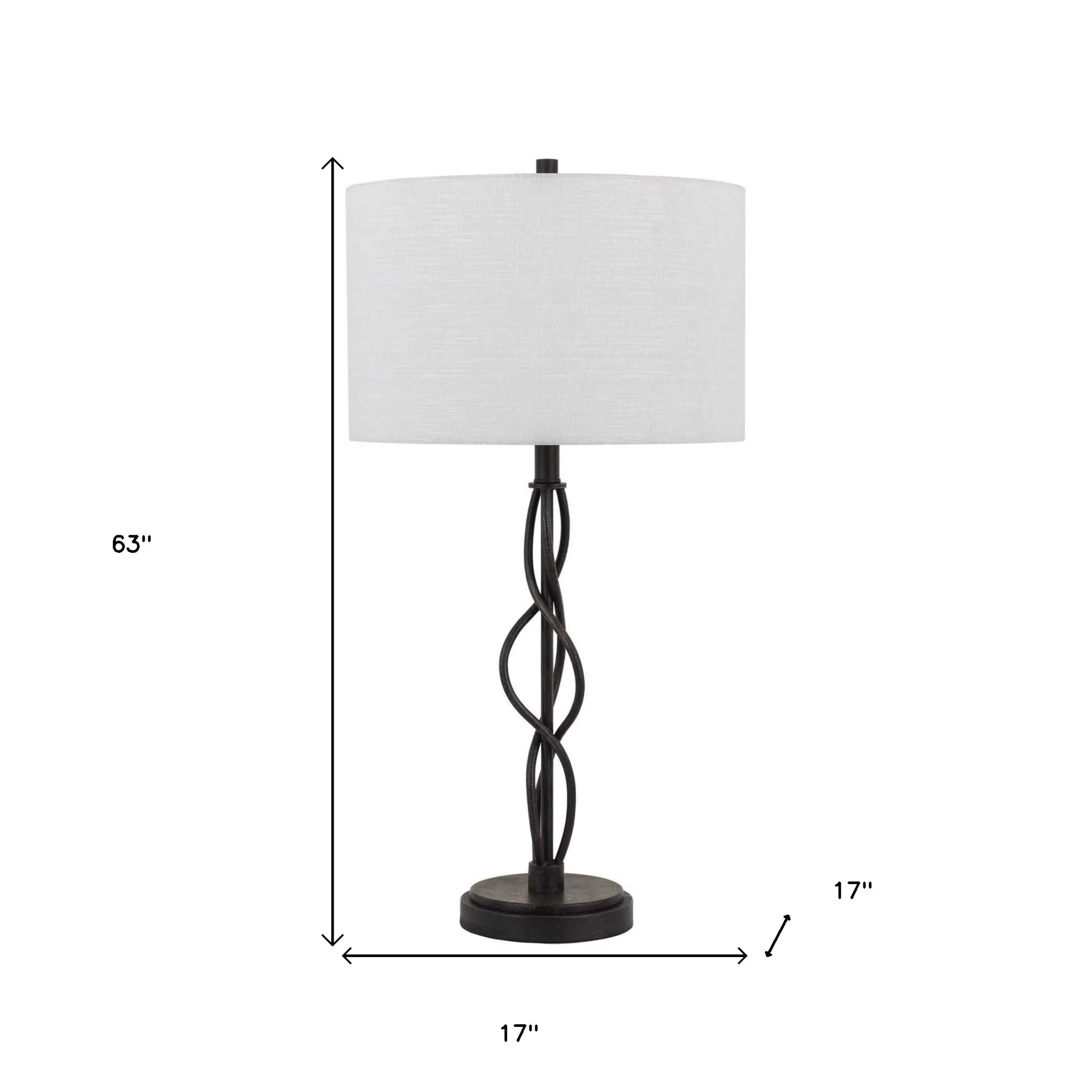 Black Metal Candlestick Table Lamp With Off White Drum Shade By Homeroots - Image 3