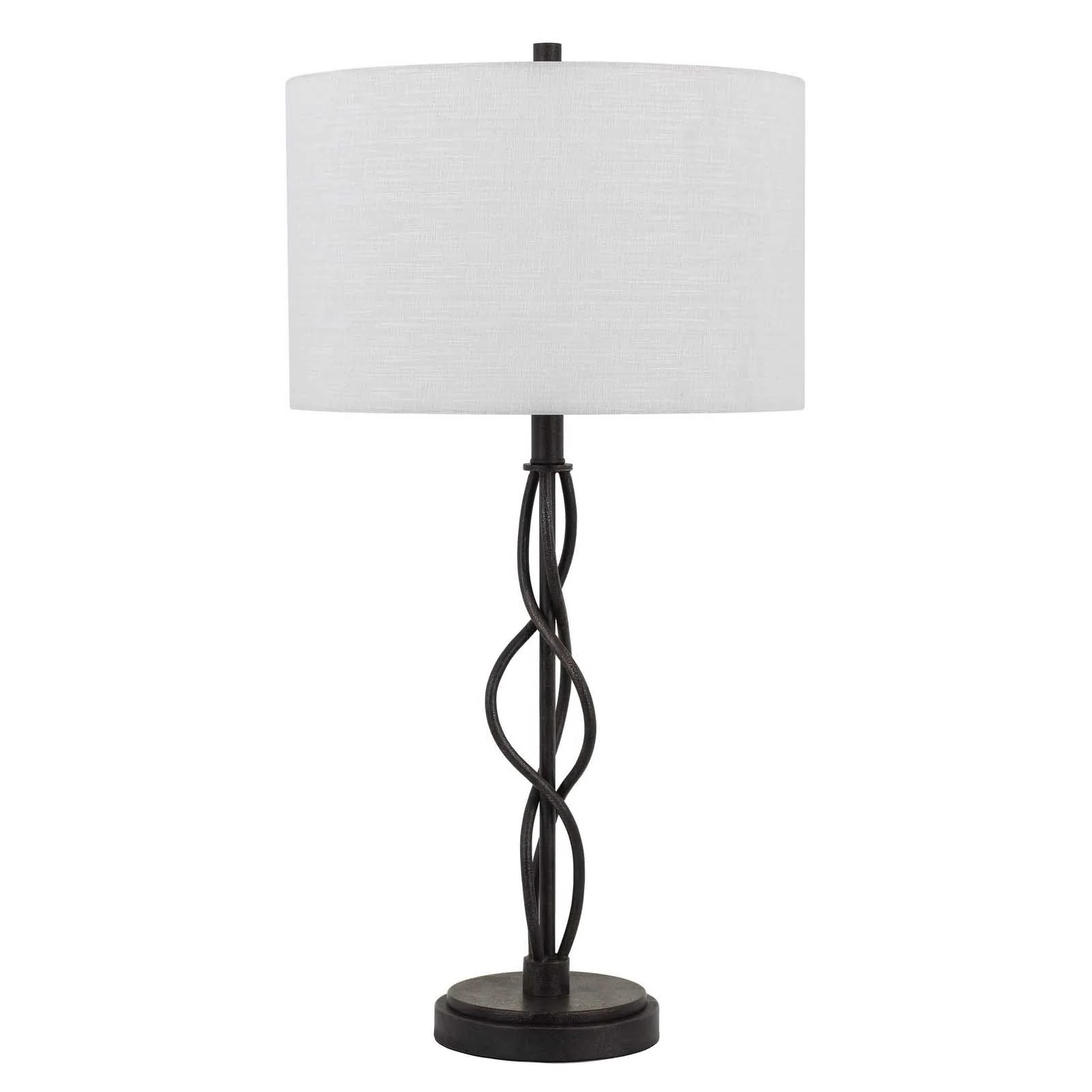 Black Metal Candlestick Table Lamp With Off White Drum Shade By Homeroots - Image 4