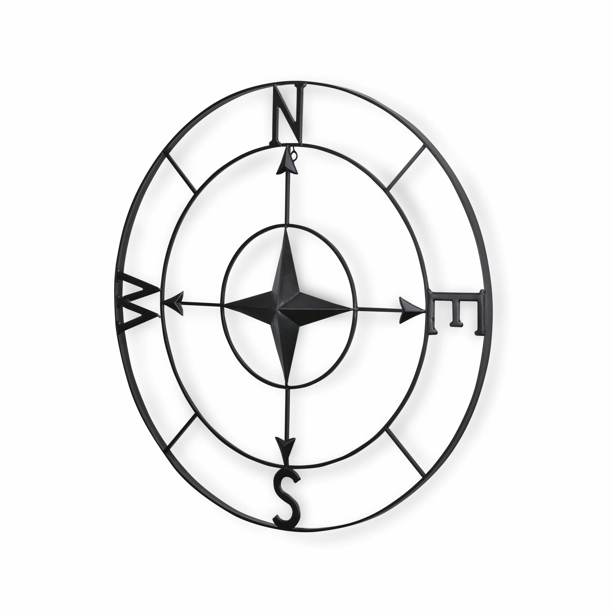 Black Metal Compass Shaped Wall Decor By Homeroots - Image 3