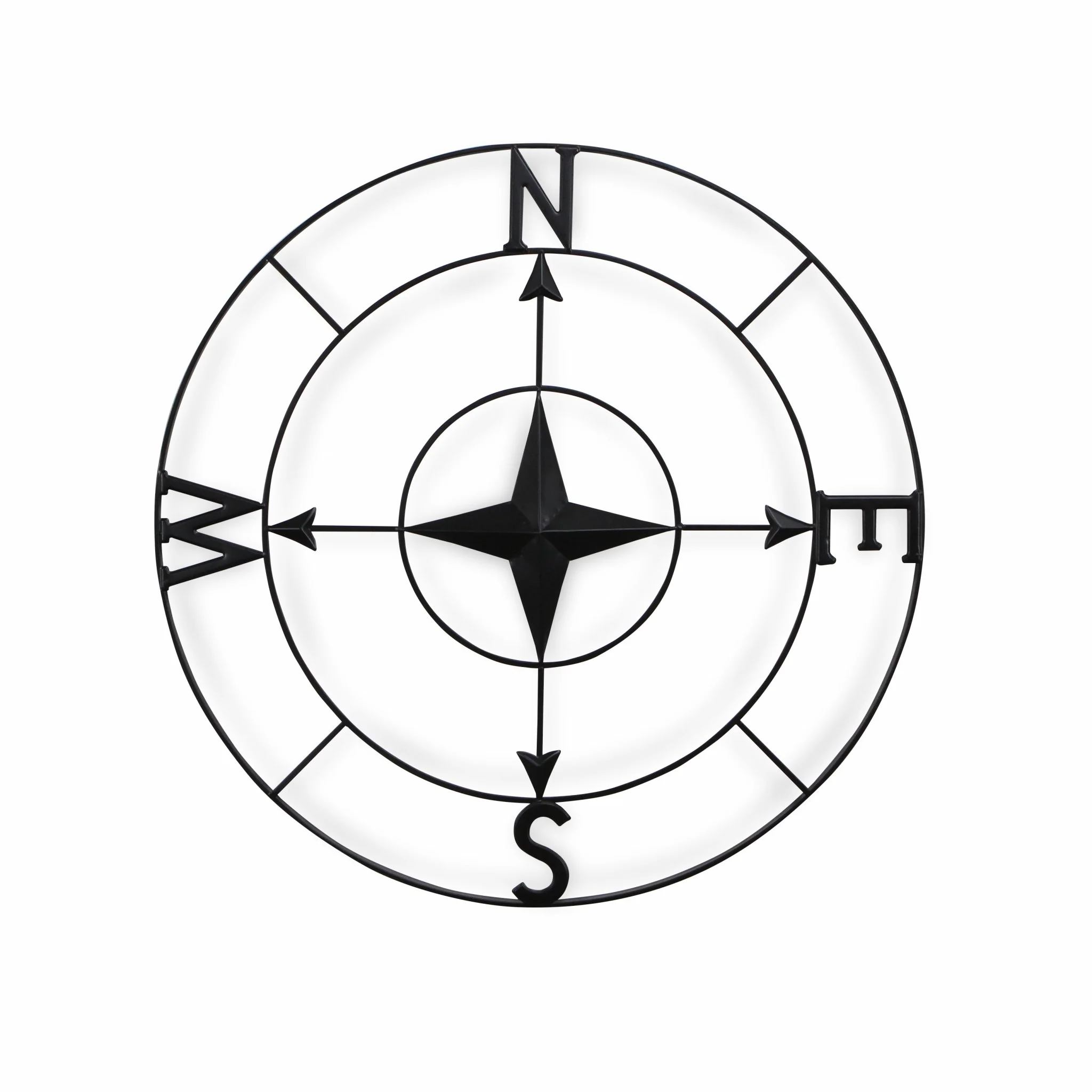 Black Metal Compass Shaped Wall Decor By Homeroots - Image 4