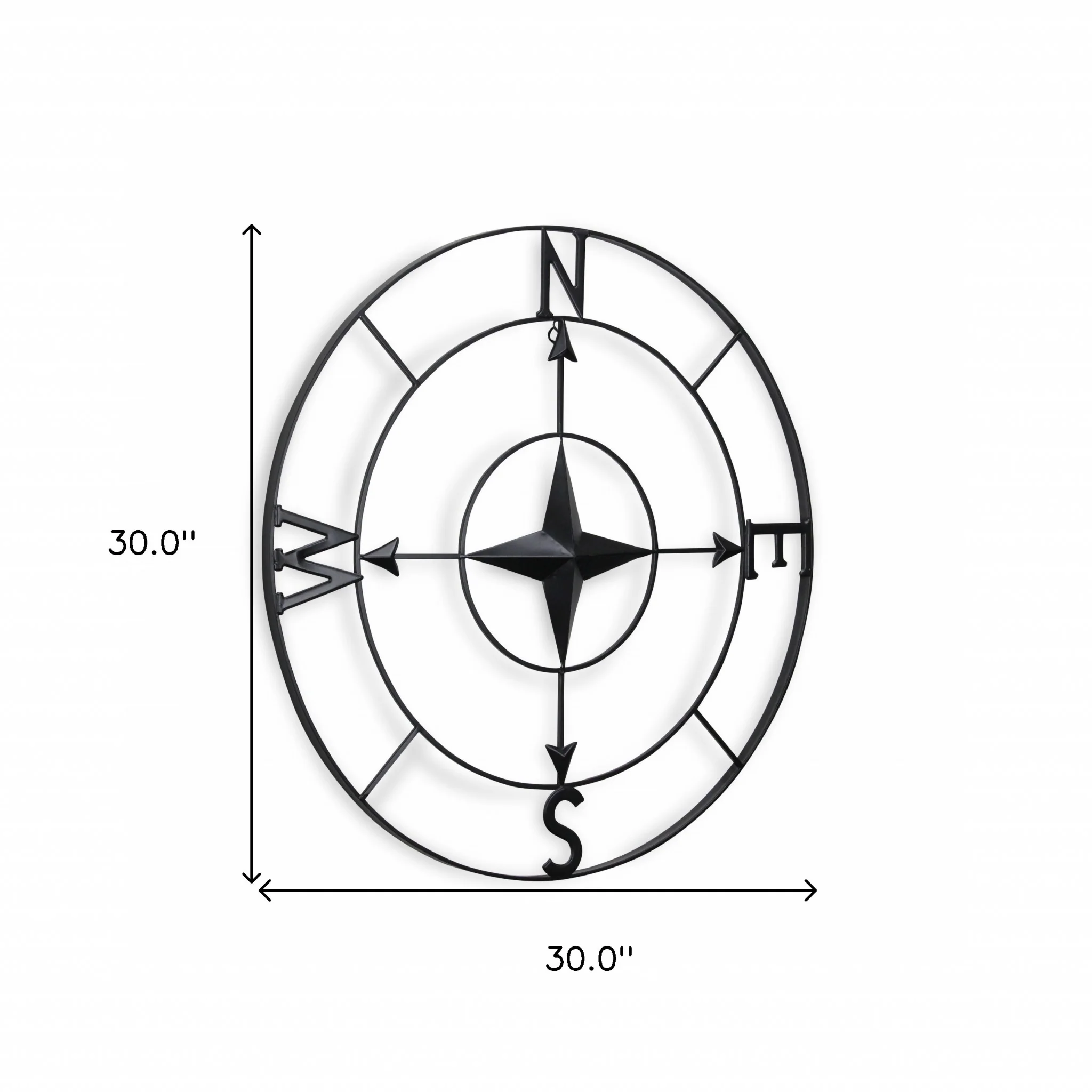 Black Metal Compass Shaped Wall Decor By Homeroots - Image 6