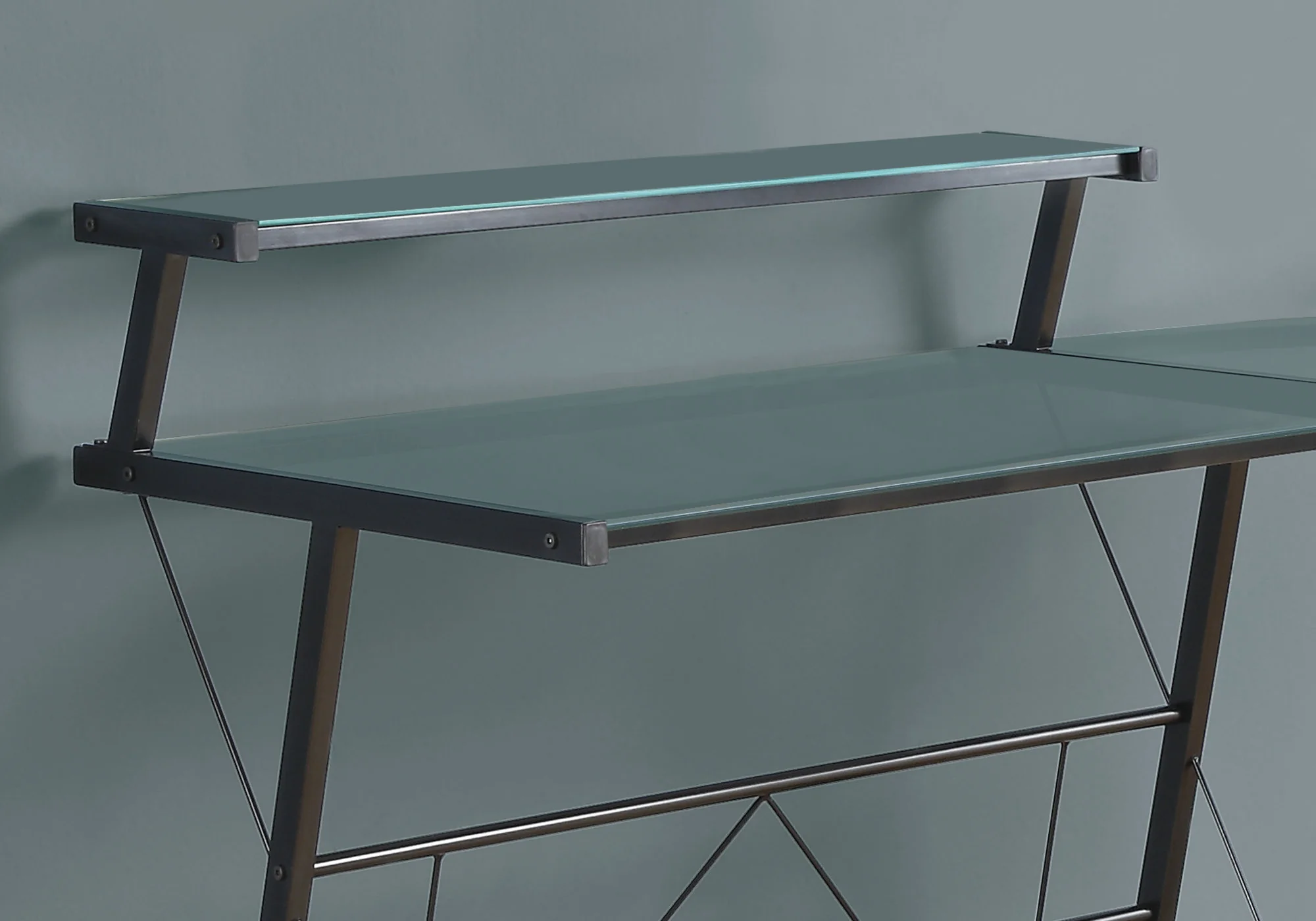 Black Metal Corner with Tempered Glass Computer Desk By Homeroots - Image 2