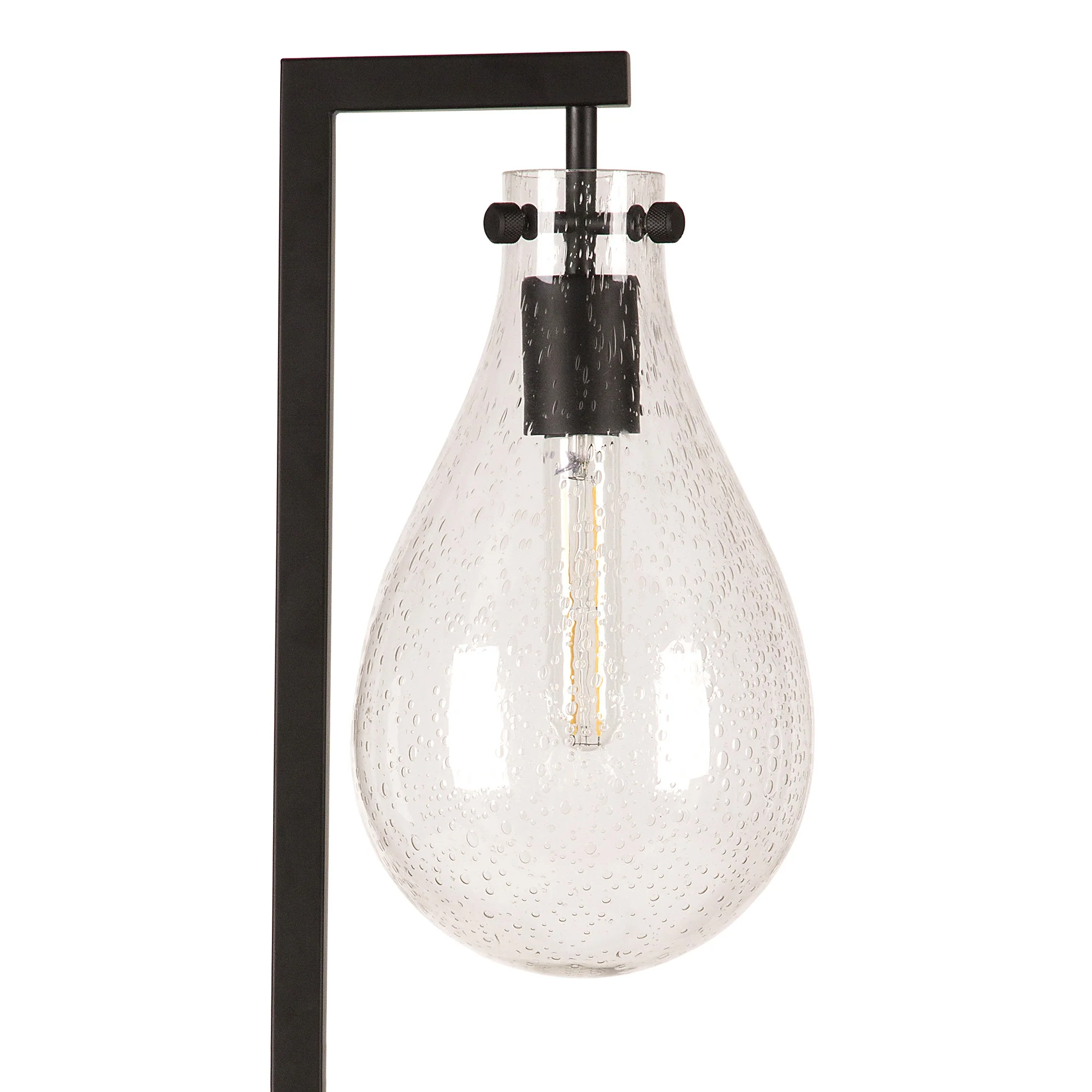 Black Metal Desk Table Lamp With Clear Seeded Novelty Shade By Homeroots - Image 3