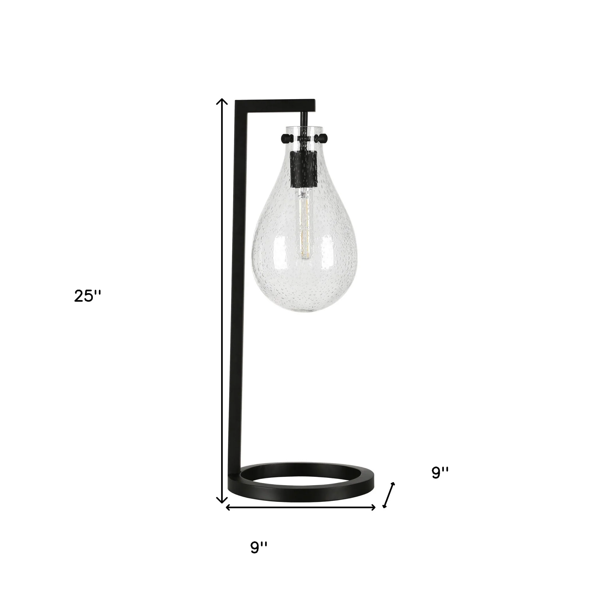 Black Metal Desk Table Lamp With Clear Seeded Novelty Shade By Homeroots - Image 8