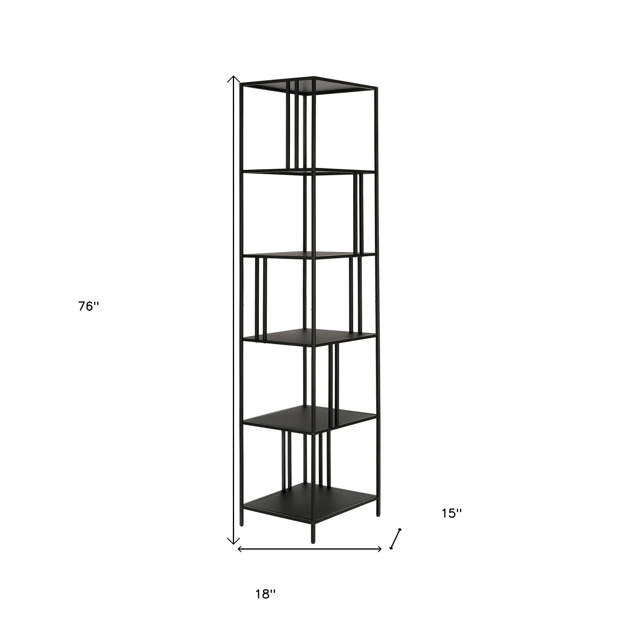 Black Metal Five Tier Etagere Bookcase By Homeroots - Image 2