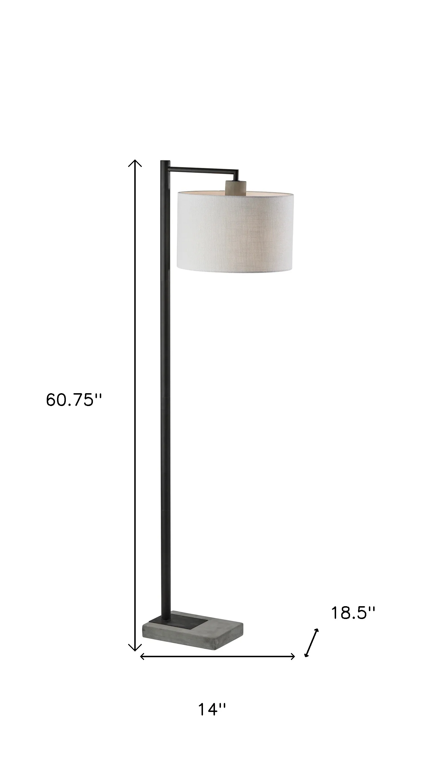 Black Metal Floor Lamp with Cement Accent Base By Homeroots - Image 2