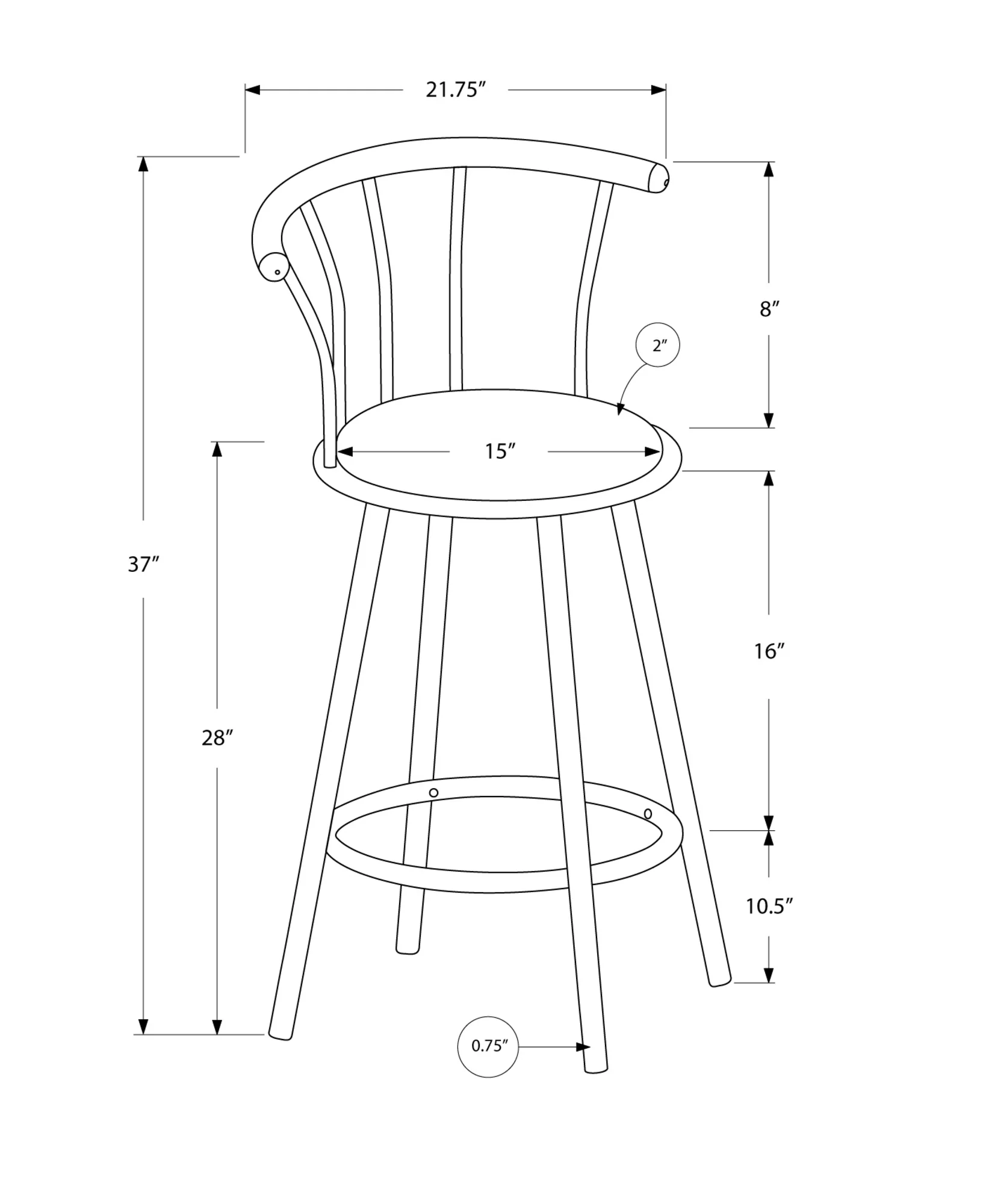 Black Metal Foam Leather Look Barstool By Homeroots - Image 3