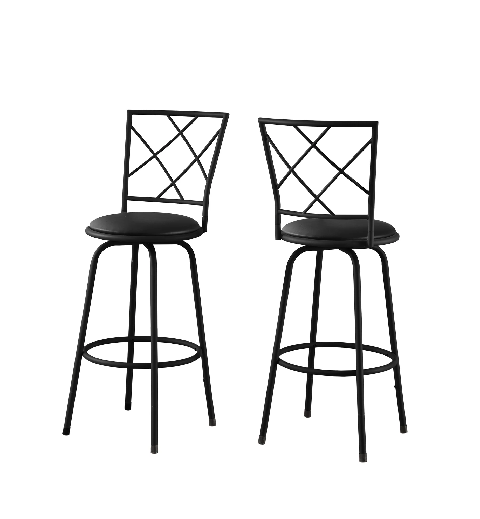 Black Metal Foam Leatherlook Barstool 2Pcs By Homeroots - Image 2