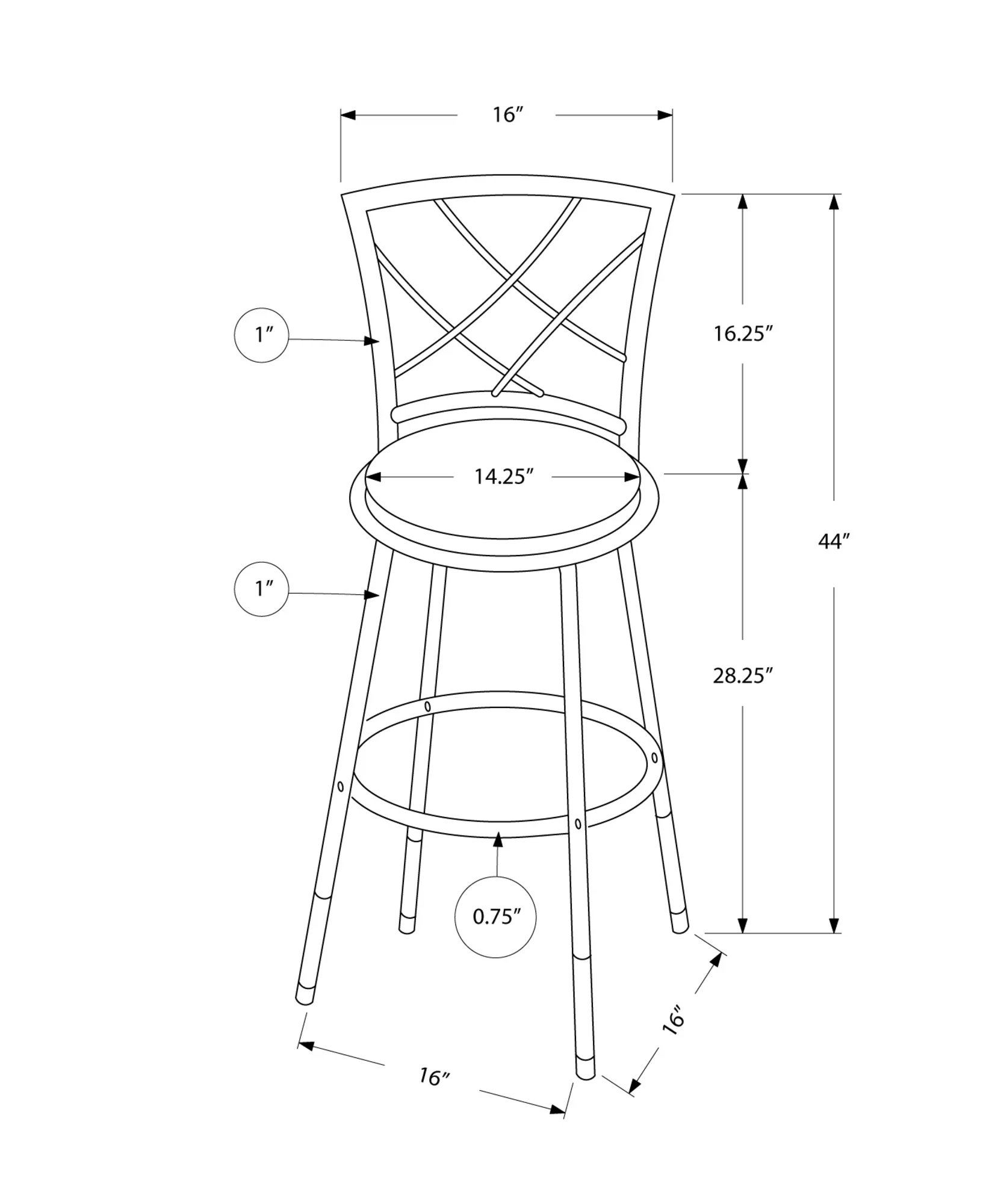 Black Metal Foam Leatherlook Barstool 2Pcs By Homeroots - Image 3
