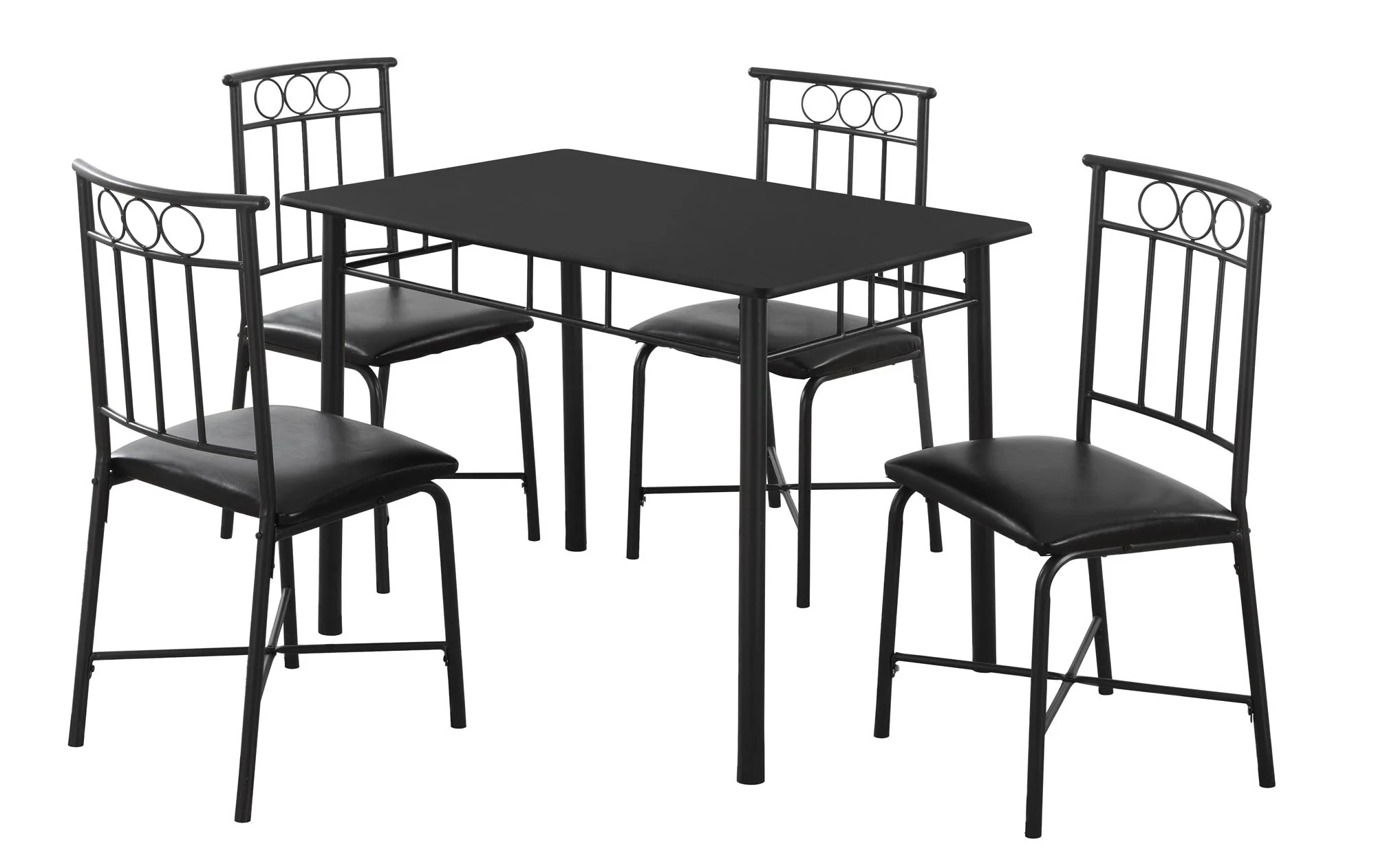 Black Metal Foam Polyurethane Leather Look Polyes 5Pcs Dining Set By Homeroots - Image 2