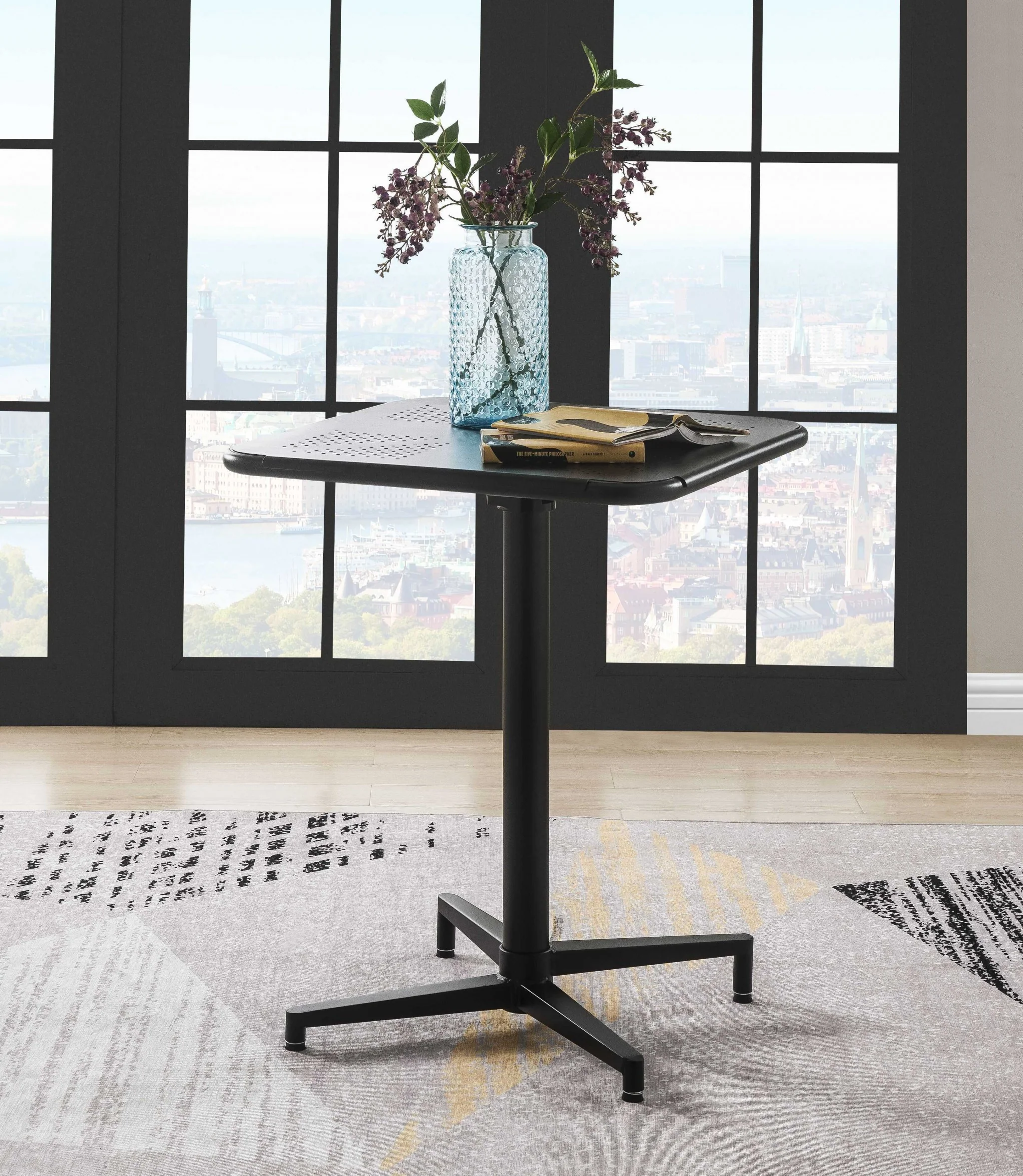Black Metal Folding Table By Homeroots - Image 3