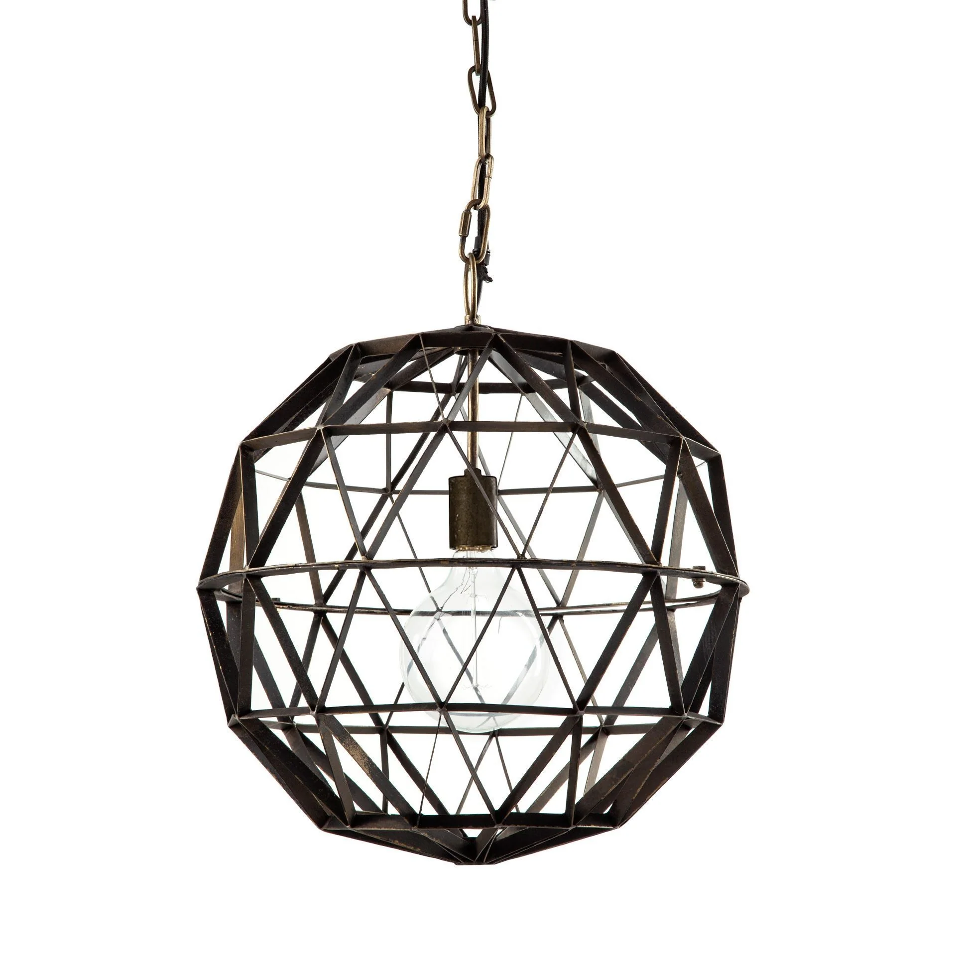 Black Metal Geometric Globe Hanging Light By Homeroots - Image 2