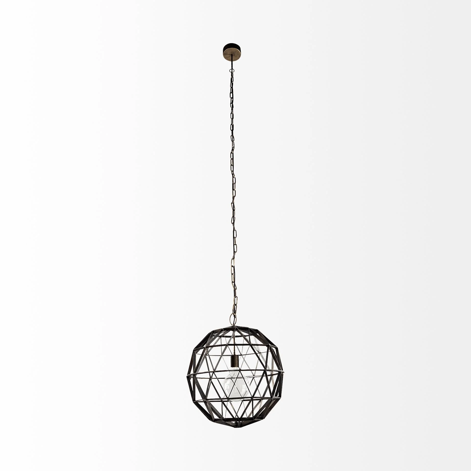 Black Metal Geometric Globe Hanging Light By Homeroots - Image 3