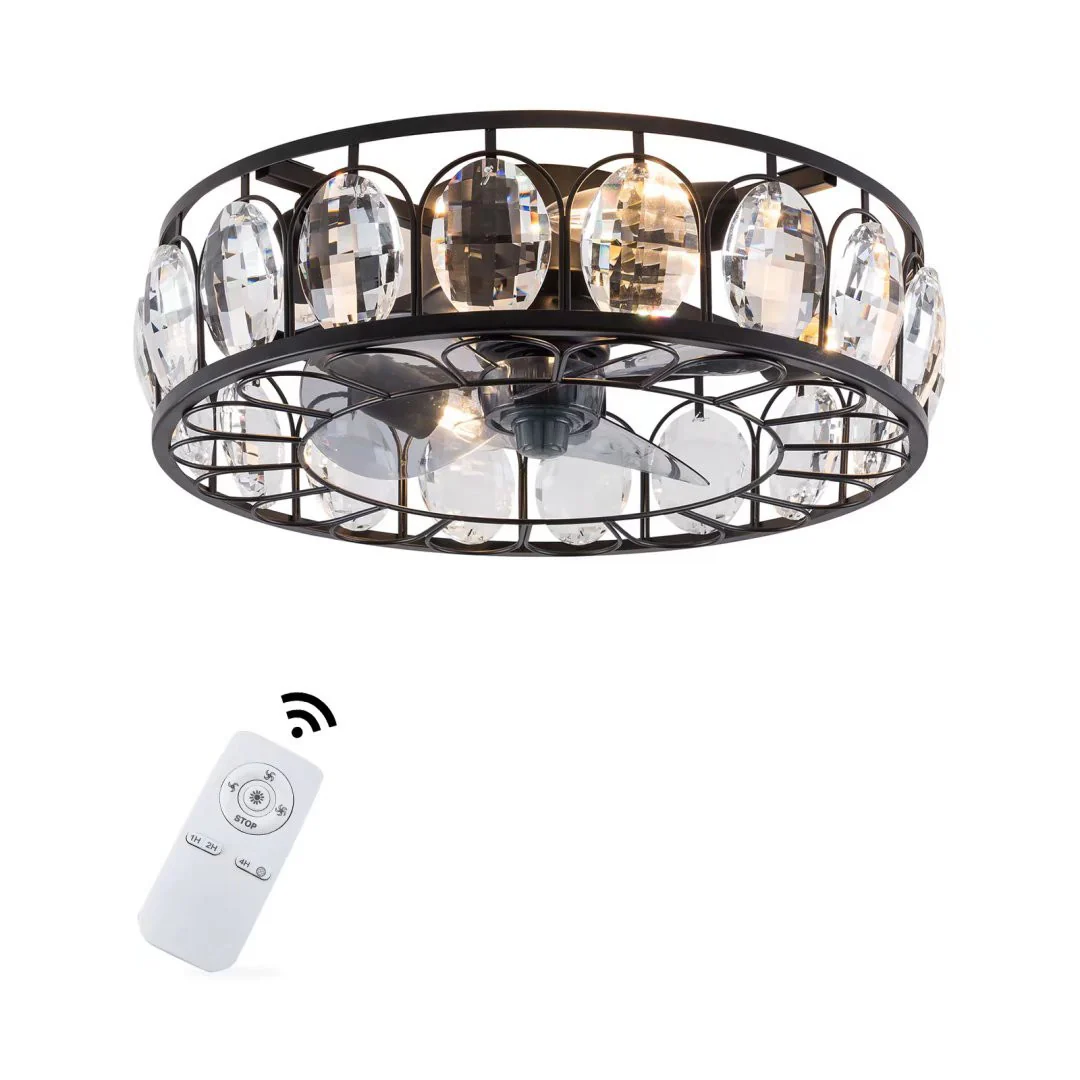 Black Metal Industrial Glam Chandelier Ceiling Fan By Homeroots - Image 6