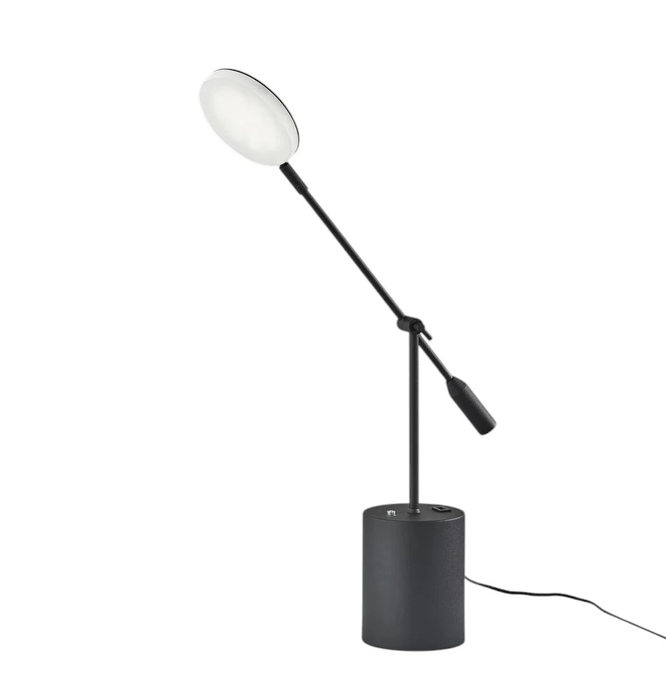 Black Metal LED Light Changing Swing Arm Floor Lamp By Homeroots - Image 3