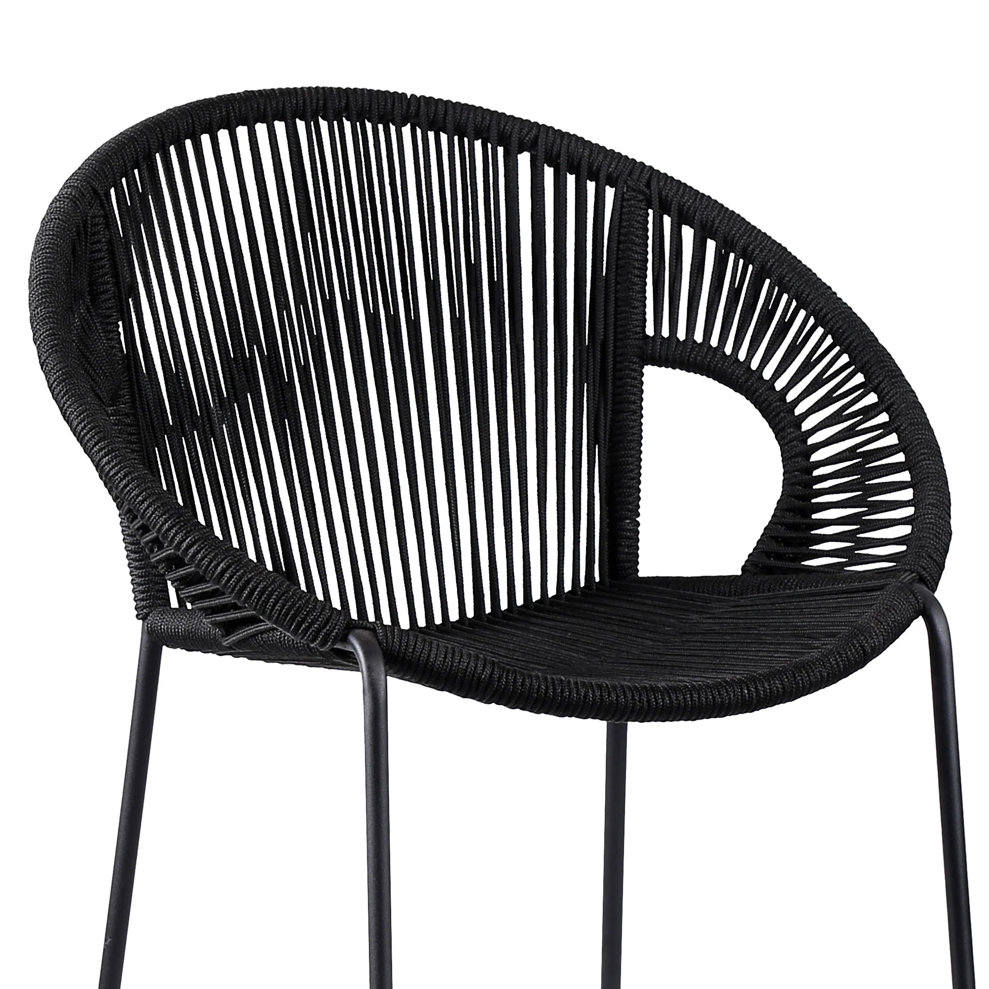 Black Metal Low back Outdoor Counter Height Bar chair with Footrest By Homeroots - Image 5